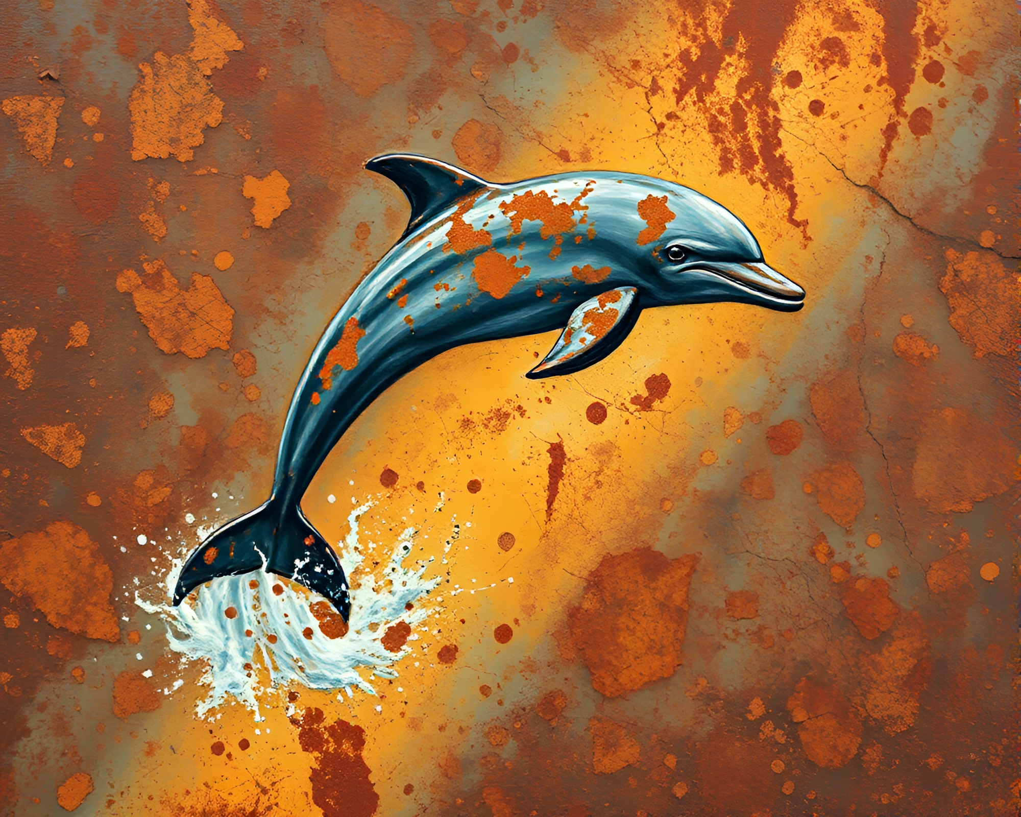 Rustic Flakes: Amazon River Dolphin Spotlight Gouache Painting – free AI stock image