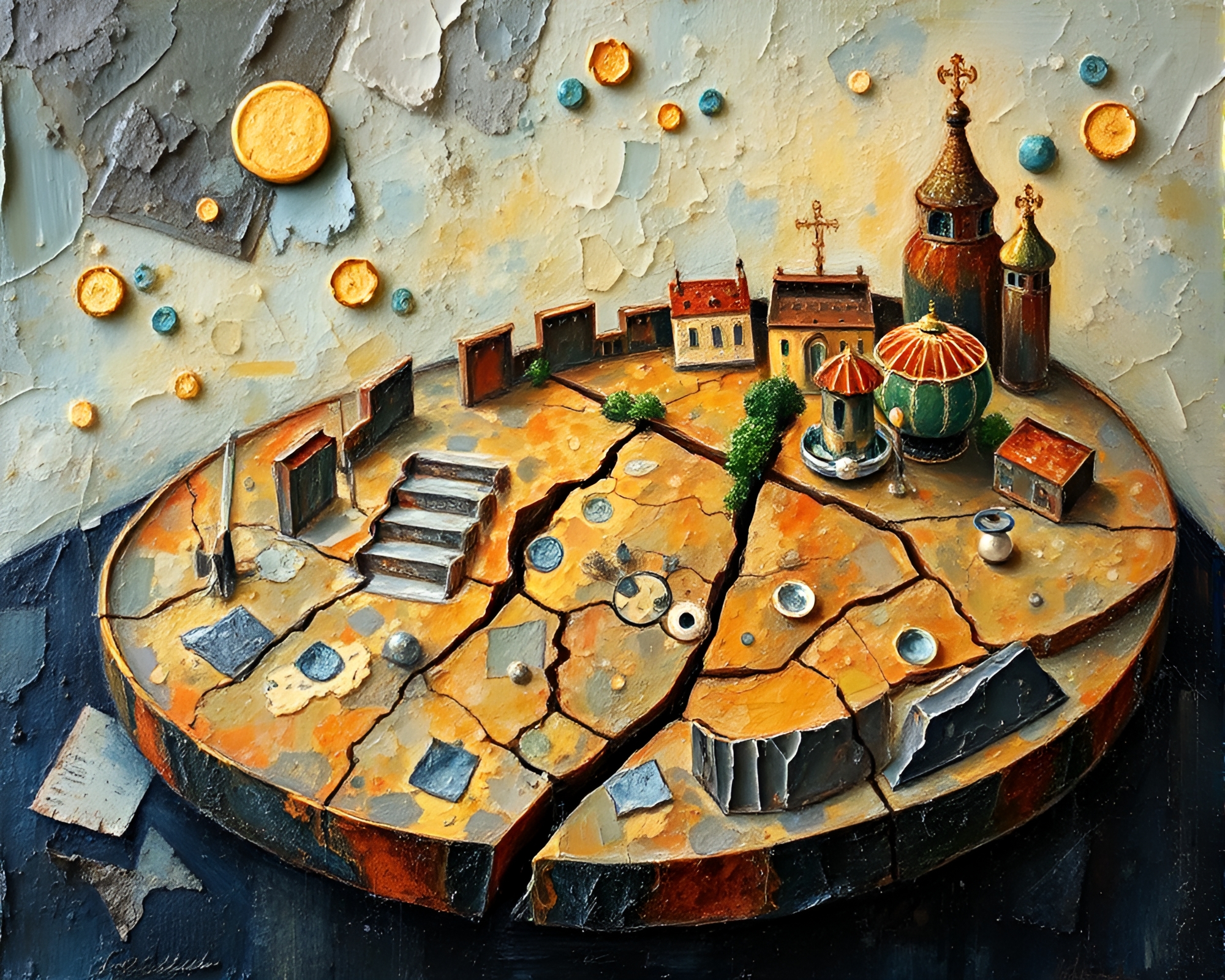 Cracked Earth Cheese Platter in Opera-house Glow – free AI stock image