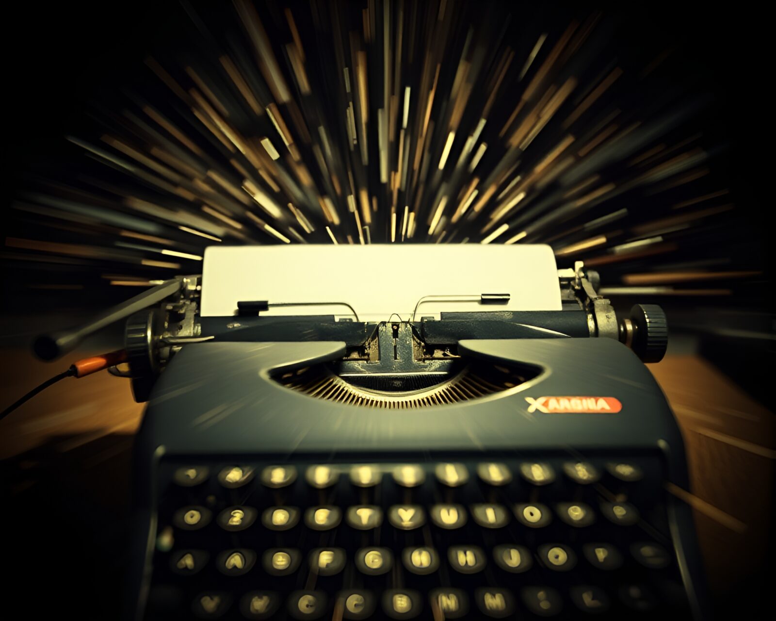 Antique typewriter blurred in underexposed surreal style