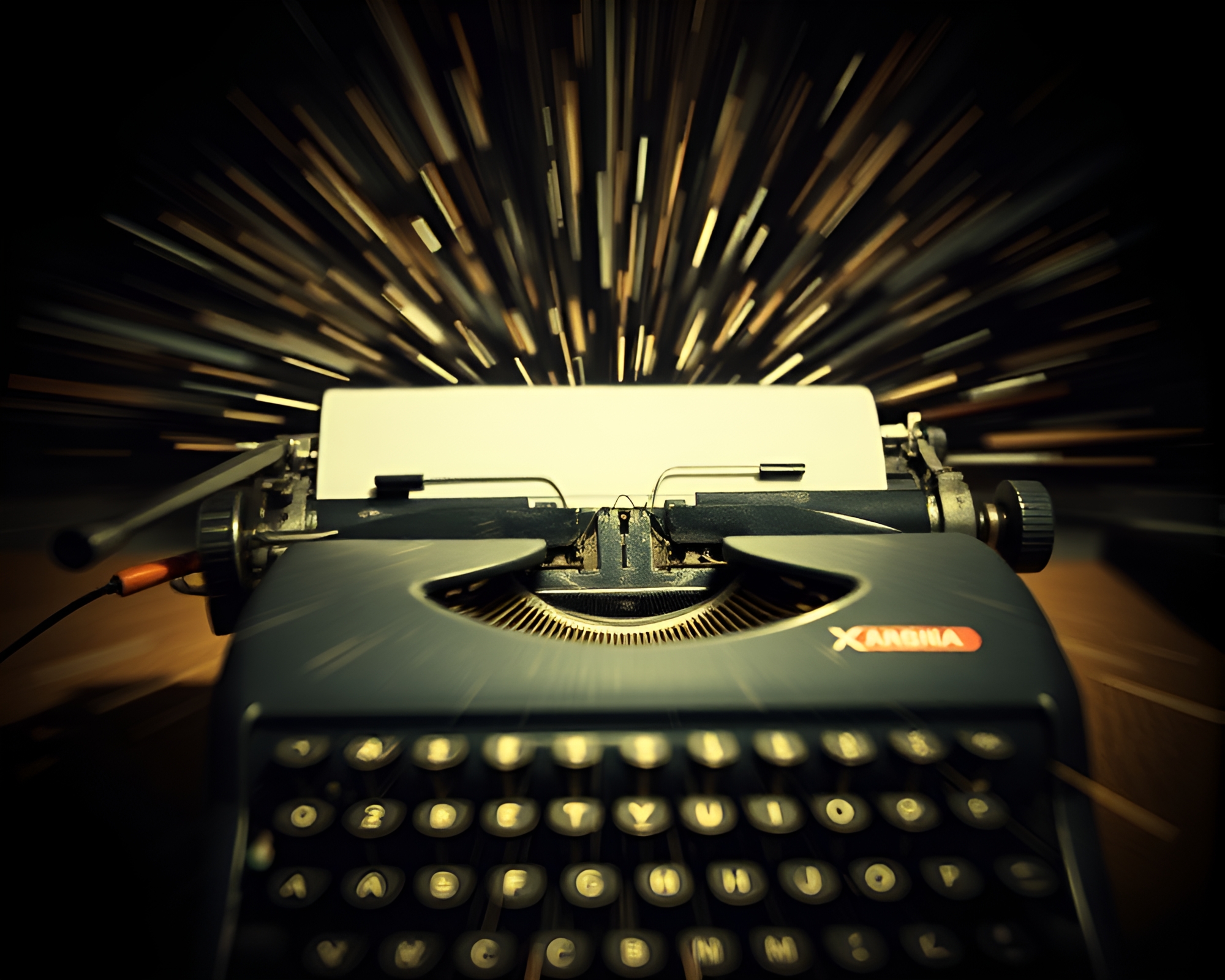 Vintage typewriter in zoom burst concept art – free AI stock image