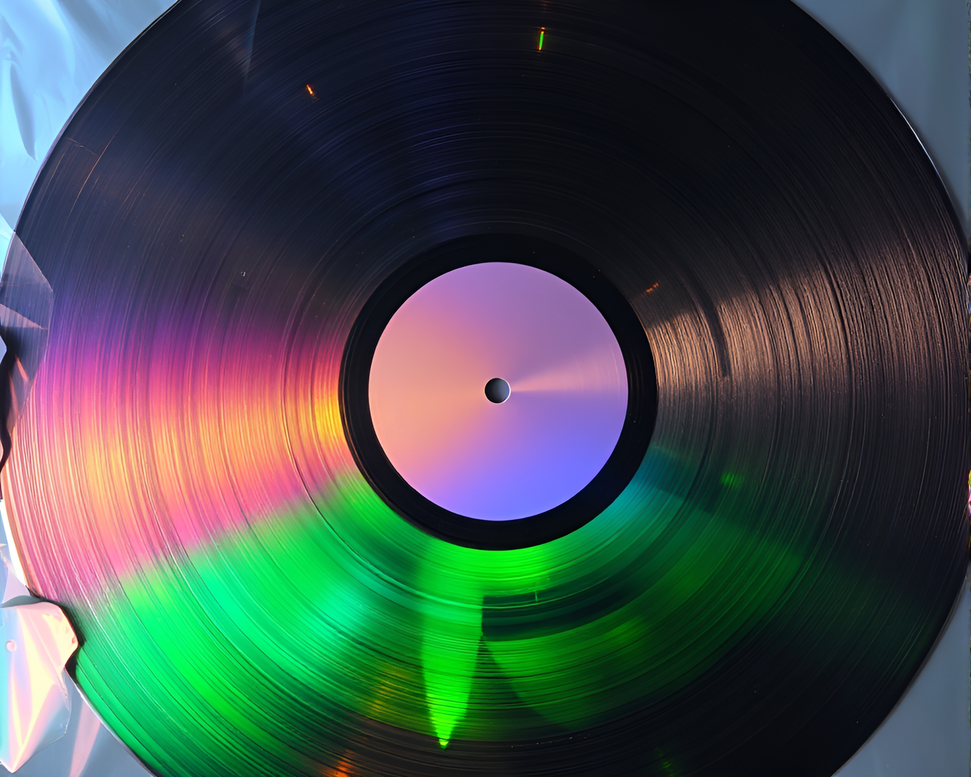 Vintage Vinyl Record on Holographic Paper Textures – free AI stock image