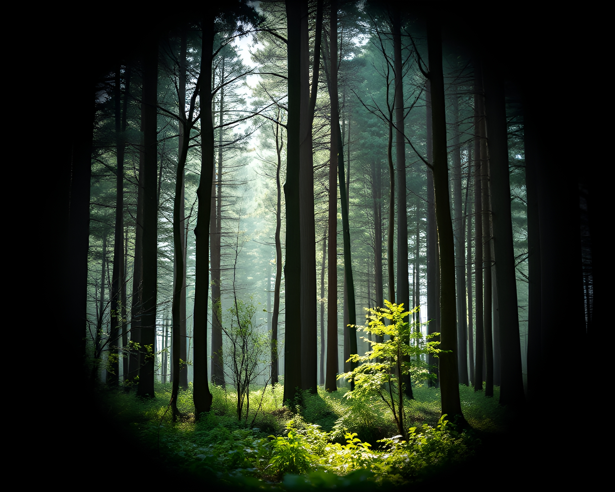 Enchanted Forest Negative Space Bio-Organic Design – free AI stock image
