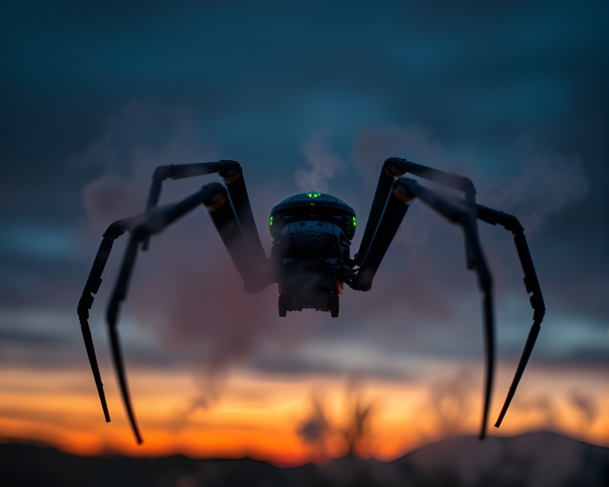 Mechanical Spider in Dusk Twilight Steam – free AI stock image