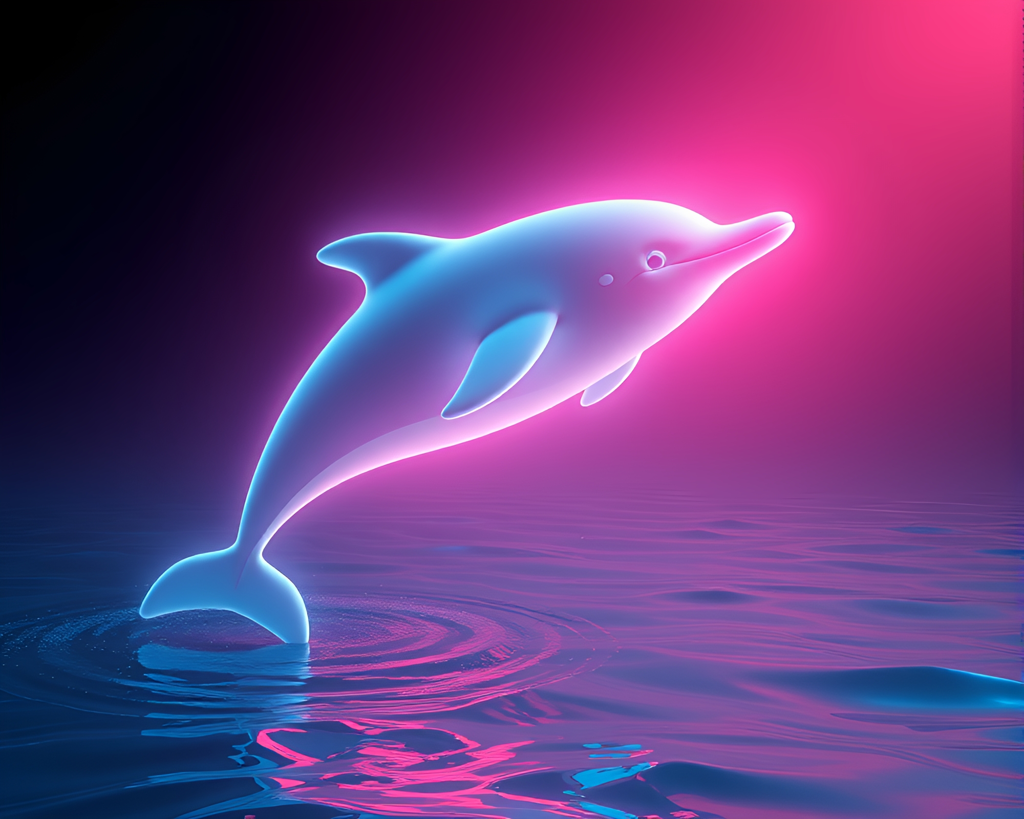 Neon Glow Amazon River Dolphin High-Poly 3D Render – free AI stock image