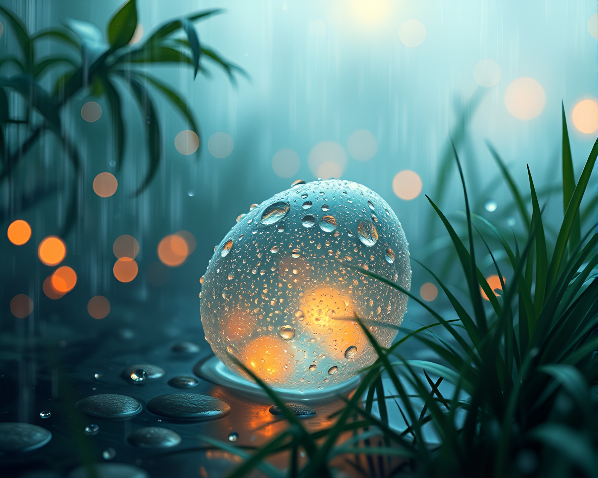 Futuristic Dragon Egg Dew Drops Reflections – free AI stock image