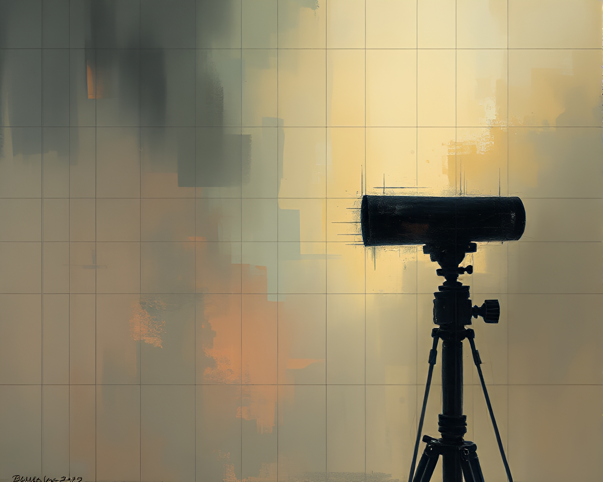 Telescope Through Expressionist Haze – free AI stock image