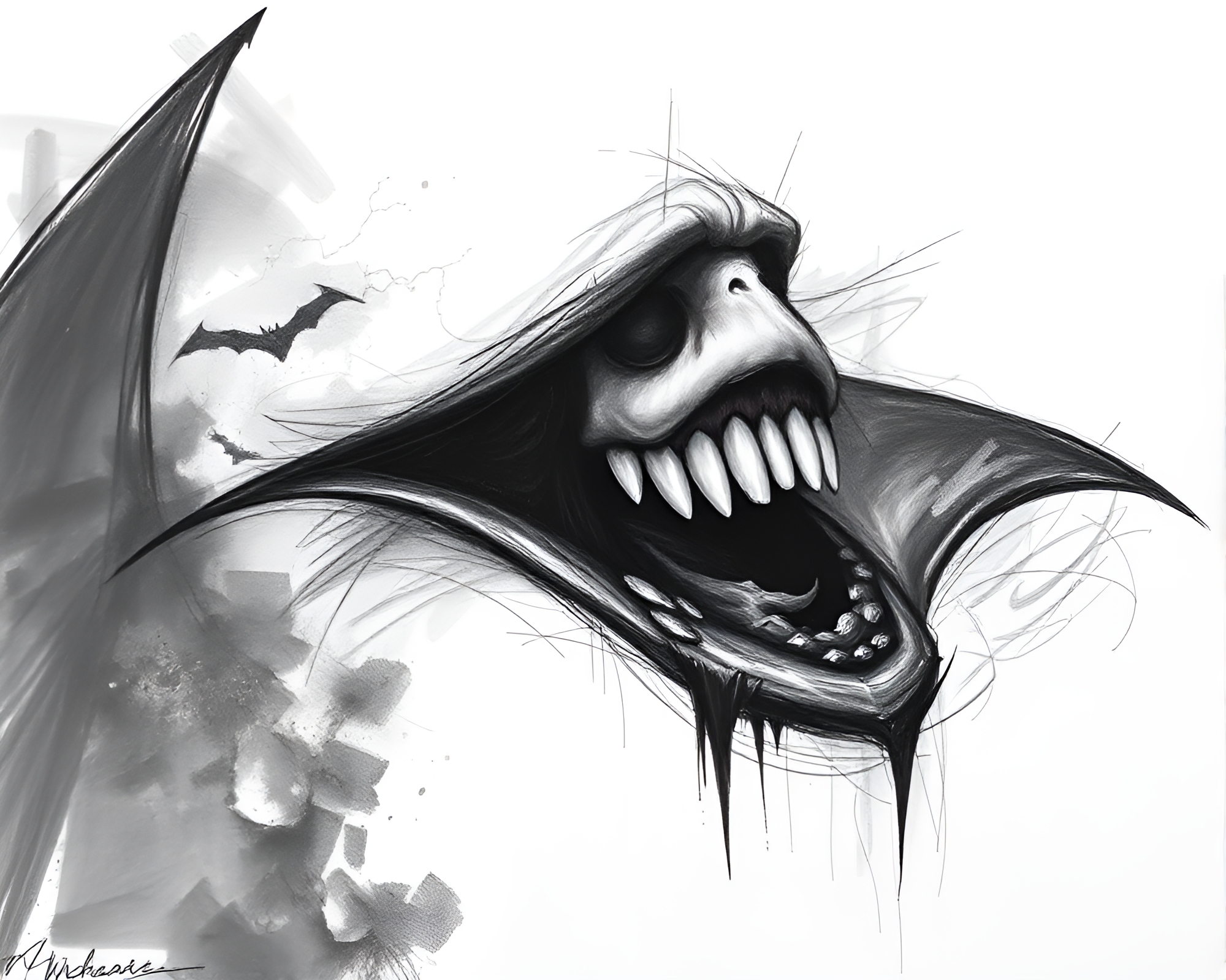 Vampire Queen in Charcoal Sketch – free AI stock image