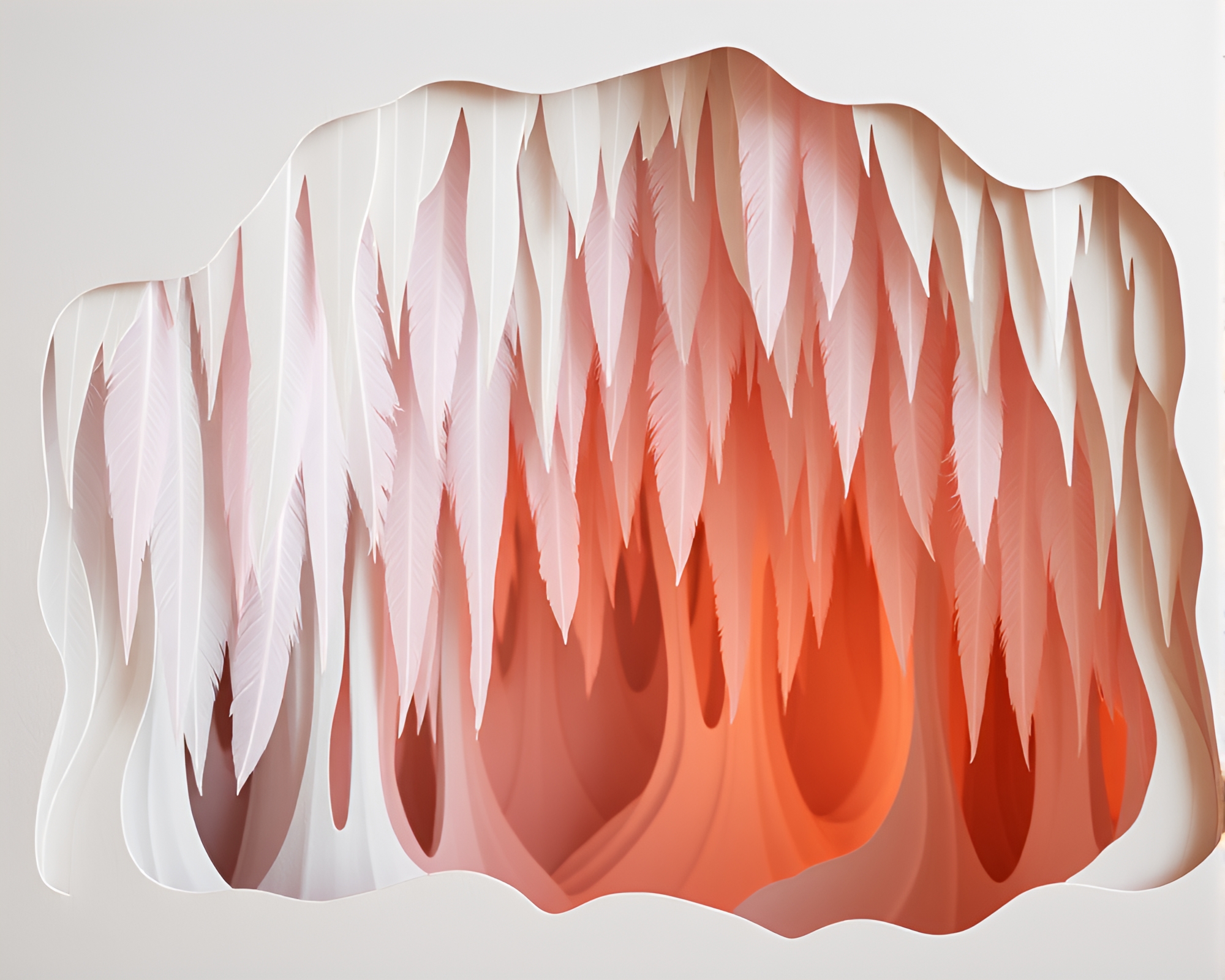 Feathered Cave Stalactites: Paper Cutout Dream – free AI stock image