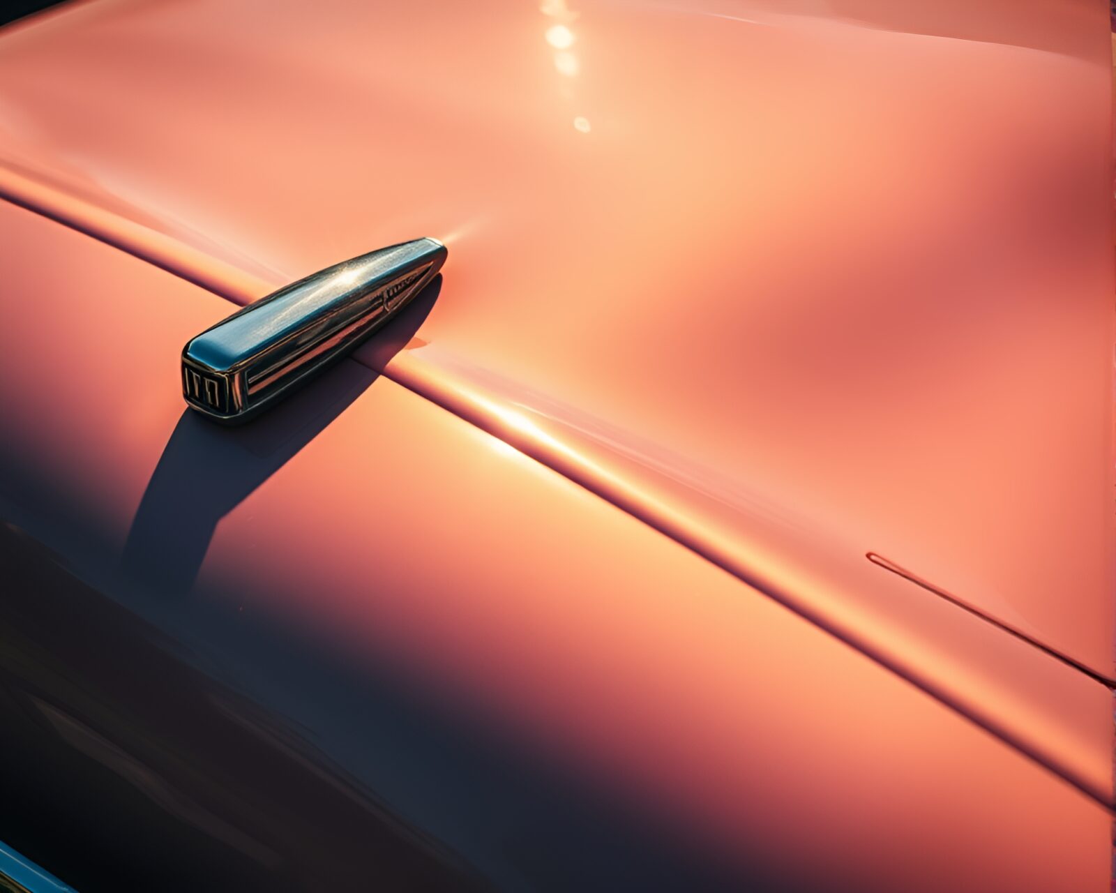 Ethereal soap film casts soft shadows on vintage car