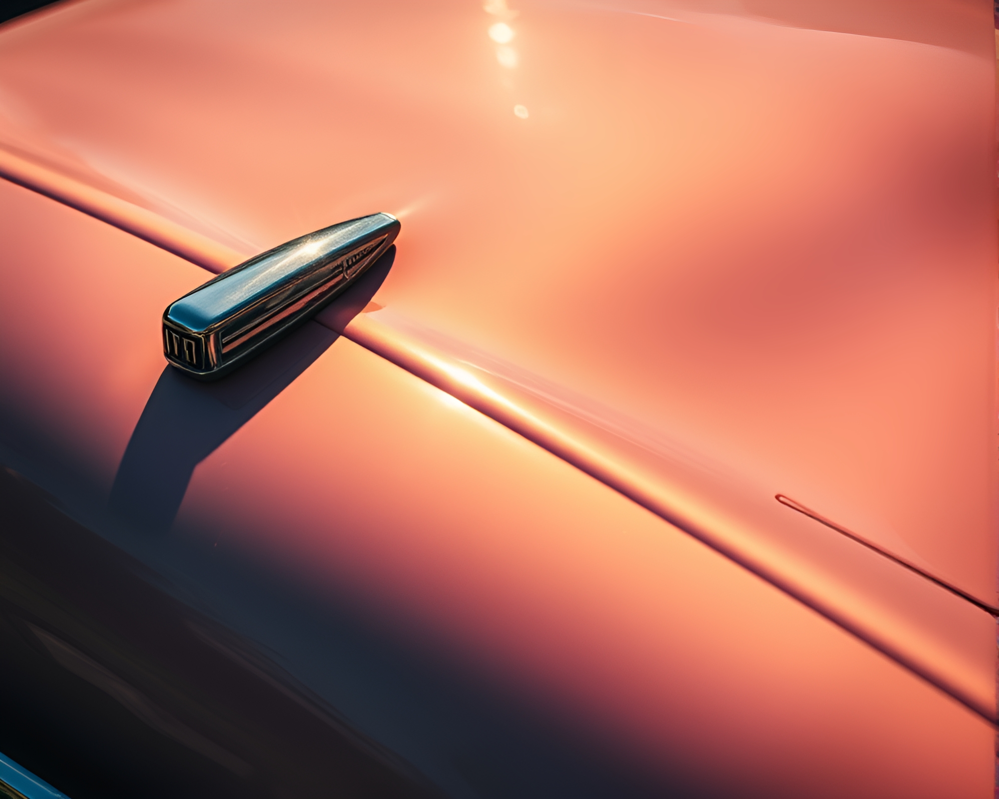 Vintage car illuminated by iridescent soap film – free AI stock image