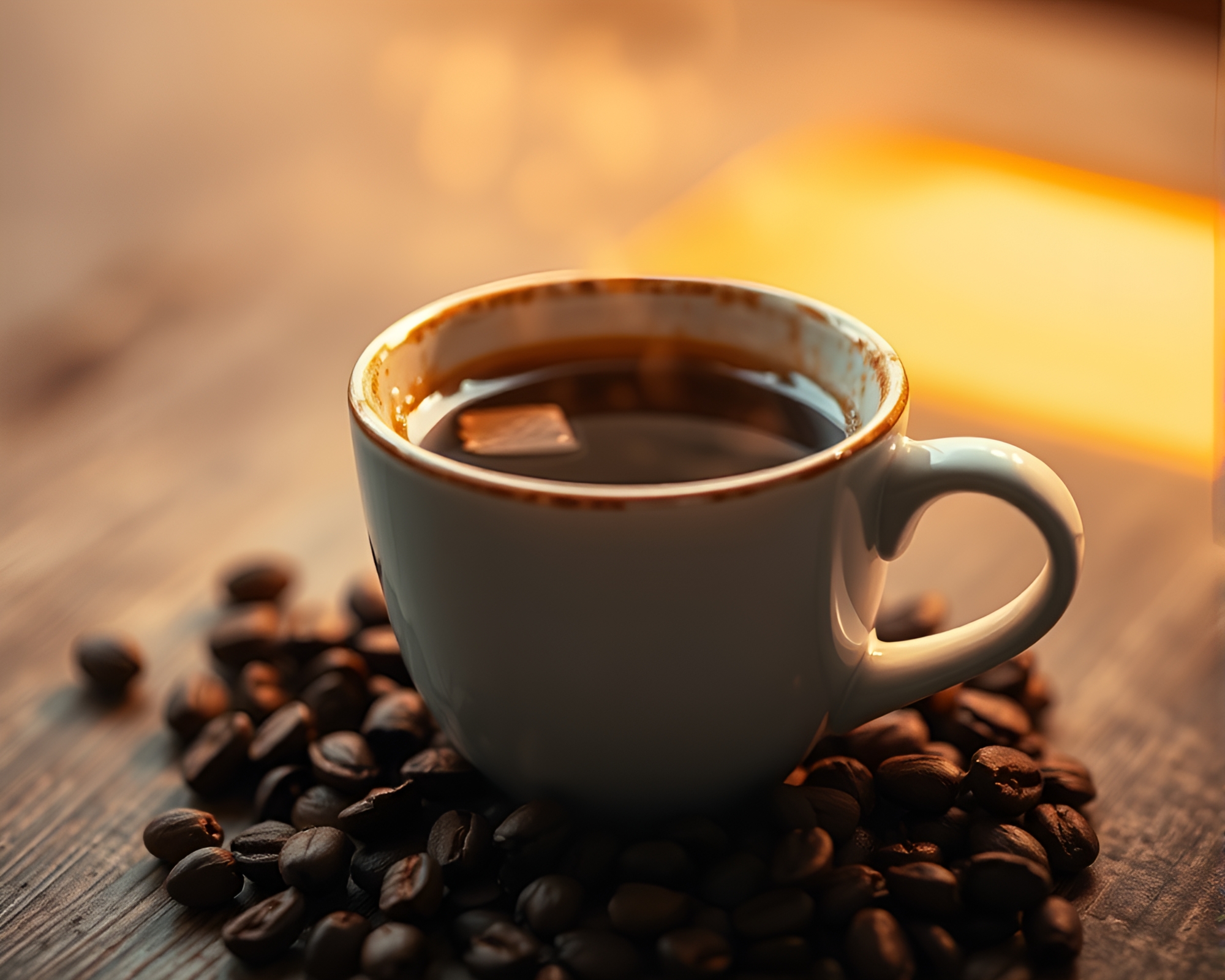 Steamy Coffee Cup in Vibrant Color Splash – free AI stock image