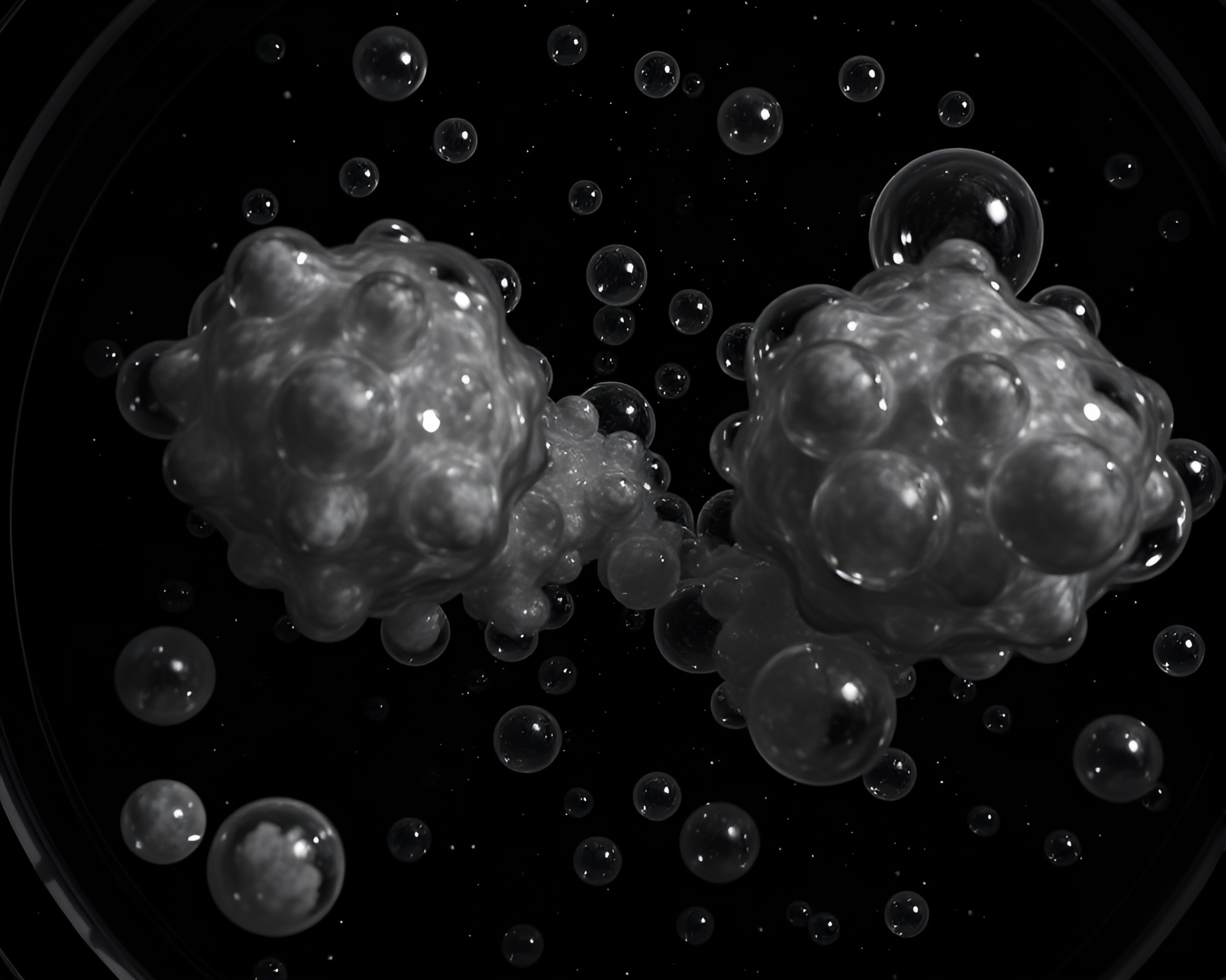 Glowing Bubble Clusters Surround Pocket Sundial in 3D Noir Scan – free AI stock image