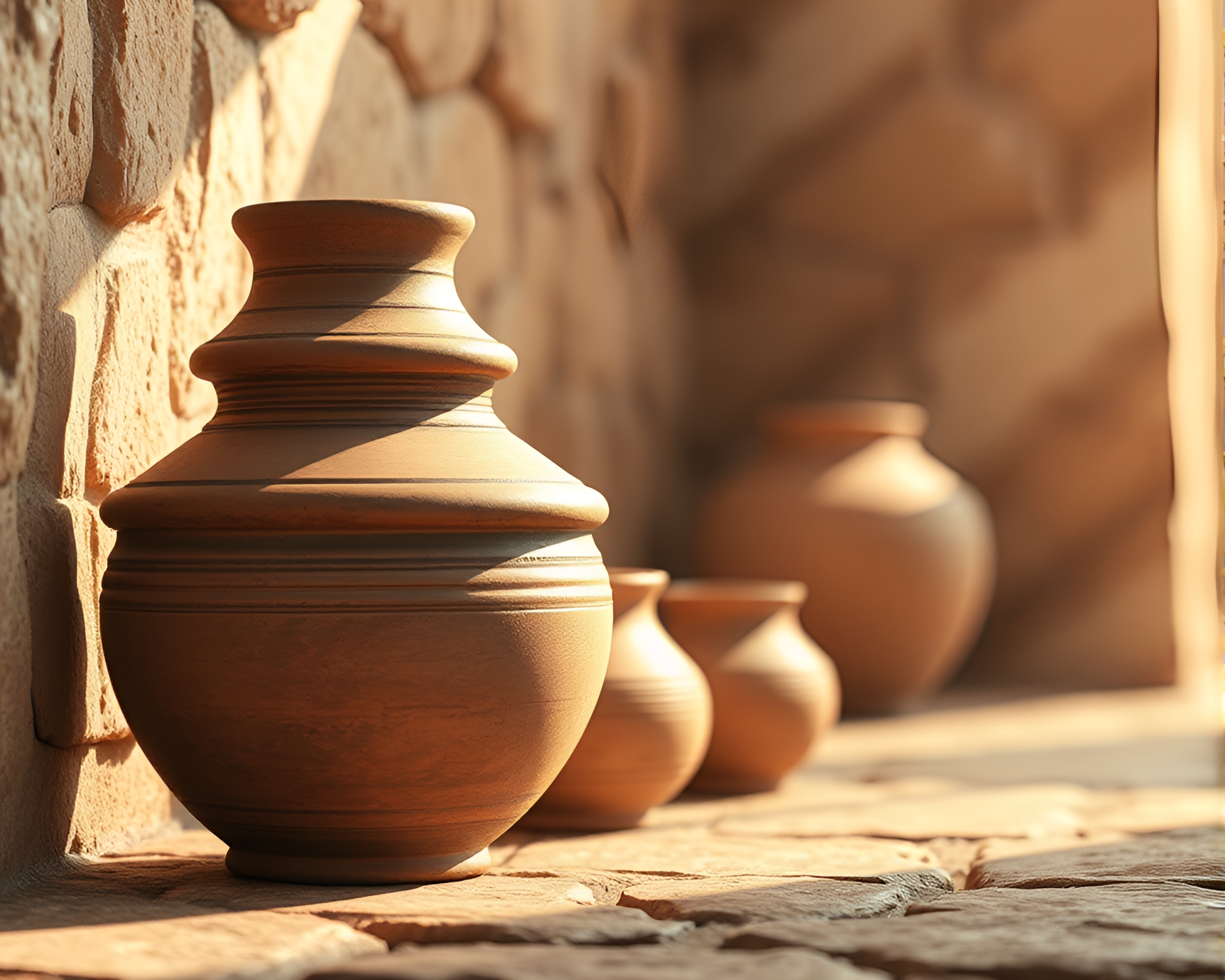 Surreal Rustic Pottery in Bursting Lens Flare – free AI stock image