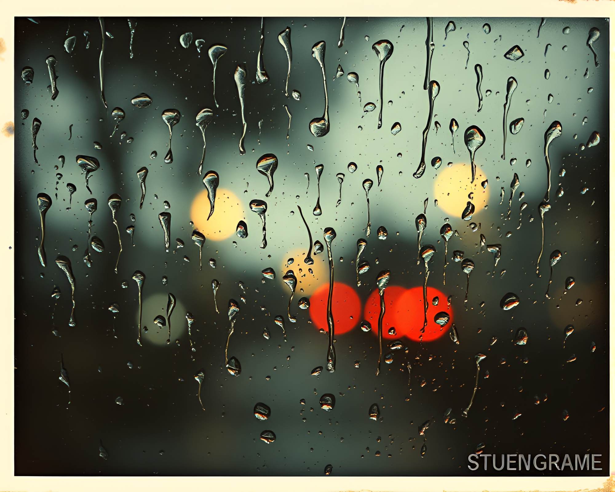 Rusty Pocketknife Rain Droplets Stained Glass Vintage Polaroid – free AI stock image