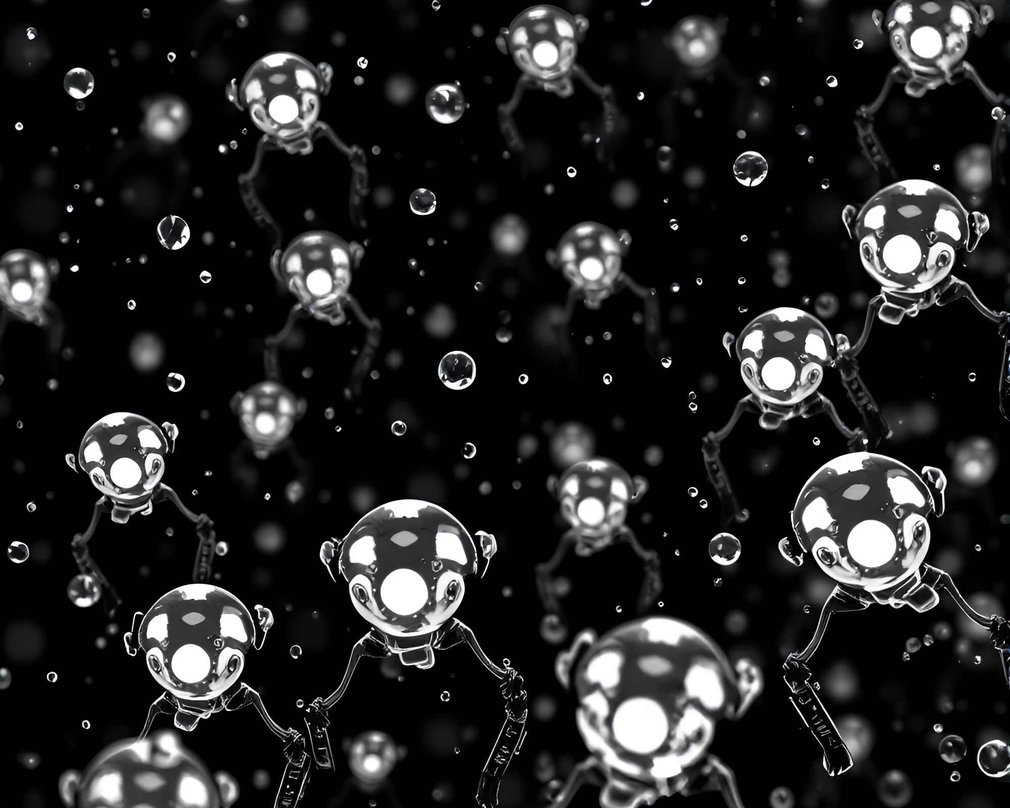 Nanobot Swarm in Noir Anime Style – free AI stock image