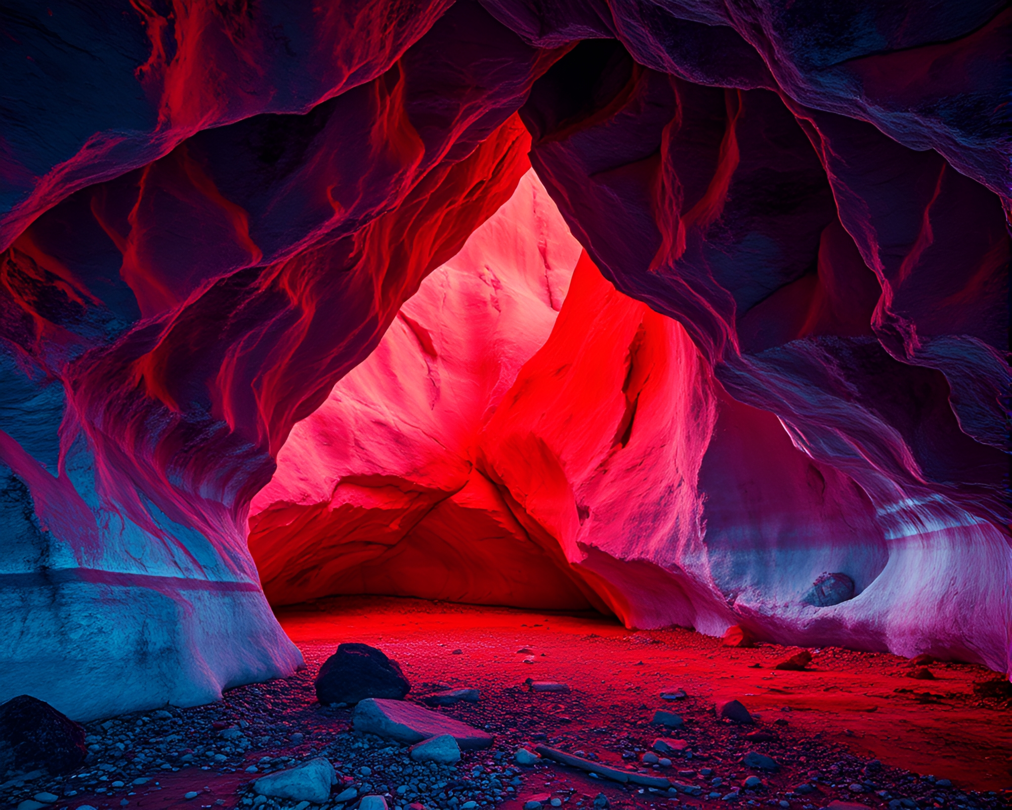 Glacial Cave Natural Frame Duotone Artwork – free AI stock image