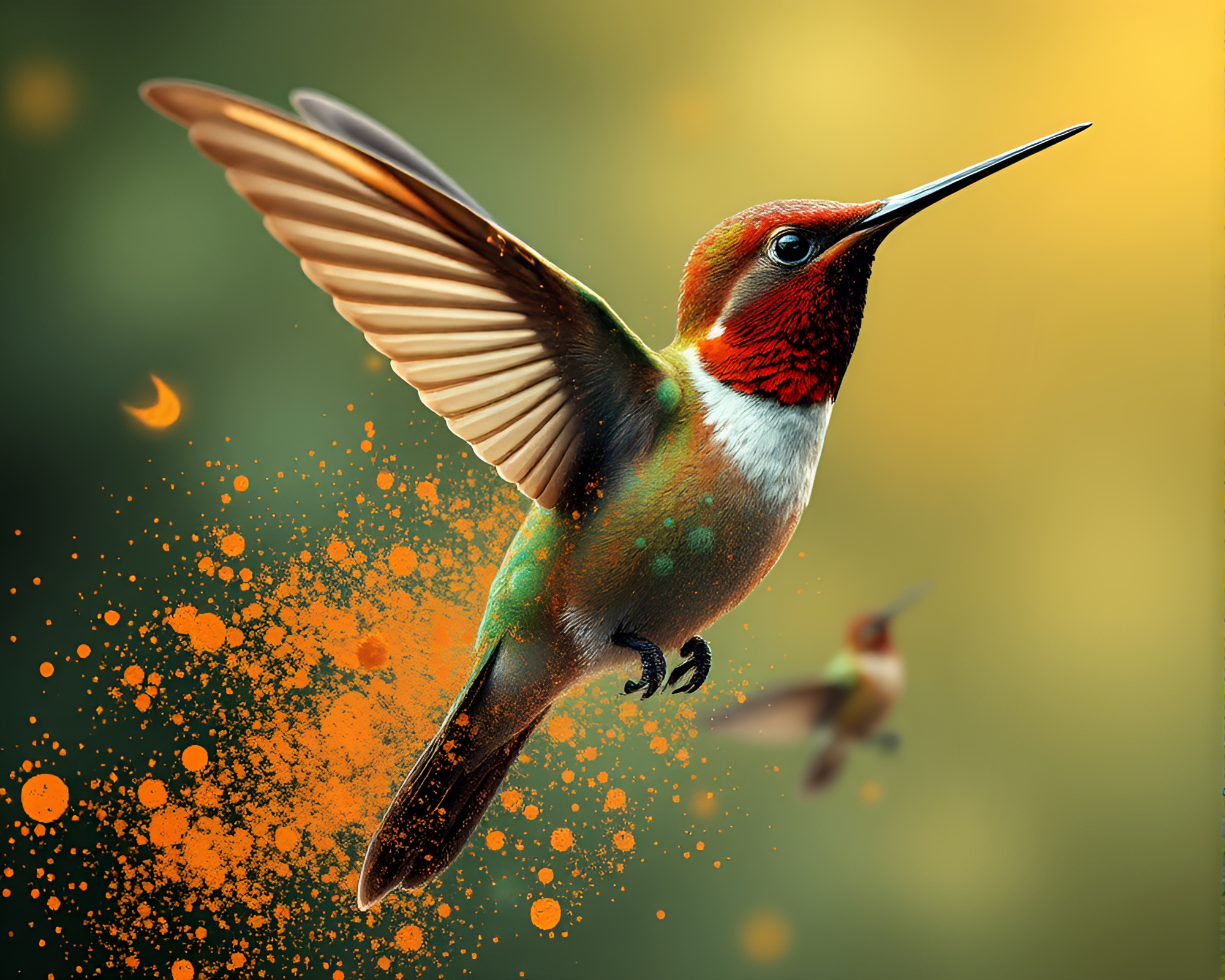 Ethereal Hummingbird Dust Overlay Fantasy Artwork – free AI stock image