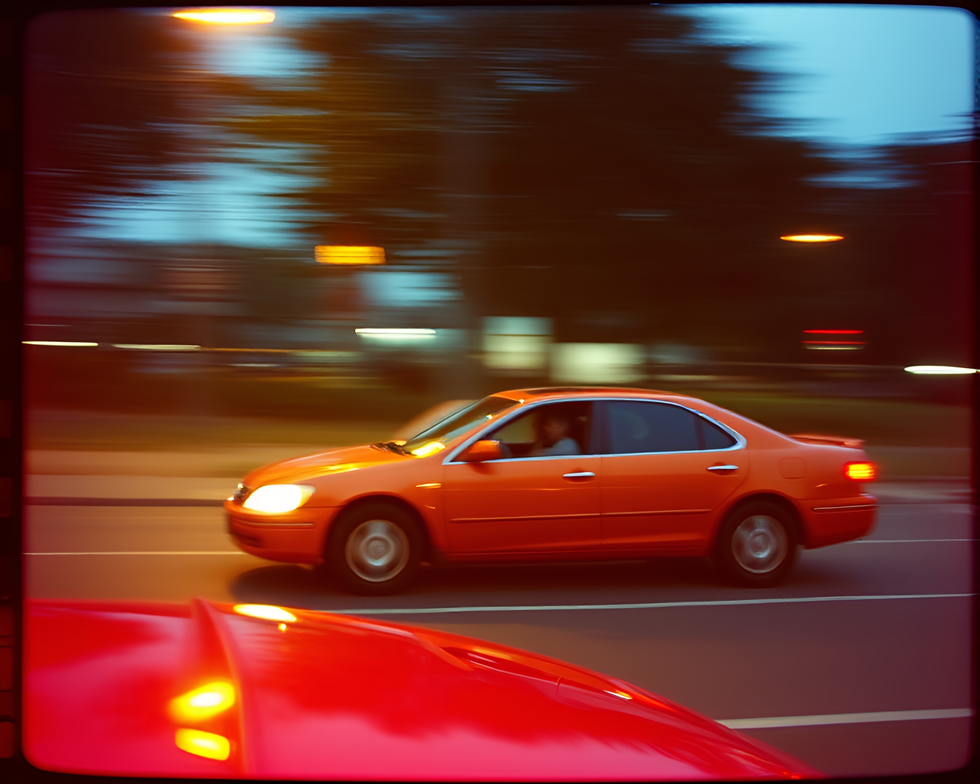 Futuristic Hover Car Framed by Vignette Border – free AI stock image