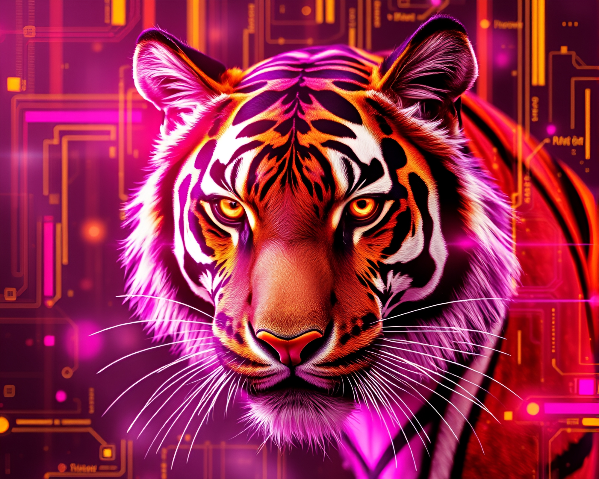 Futuristic Tiger with Gold Foil Highlights – free AI stock image