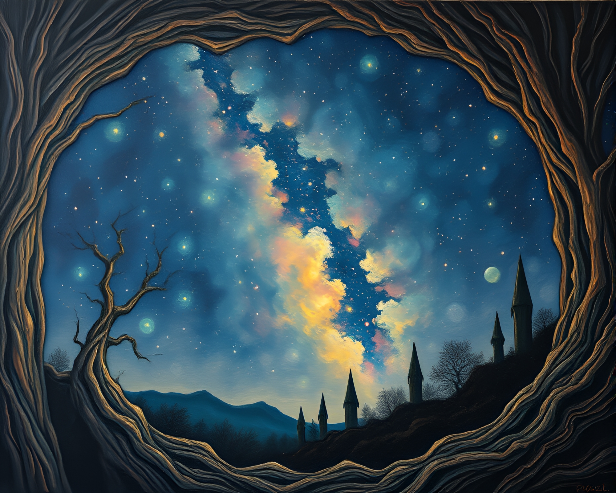 Otherworldly Lovecraftian Horror in Starlit Frame – free AI stock image