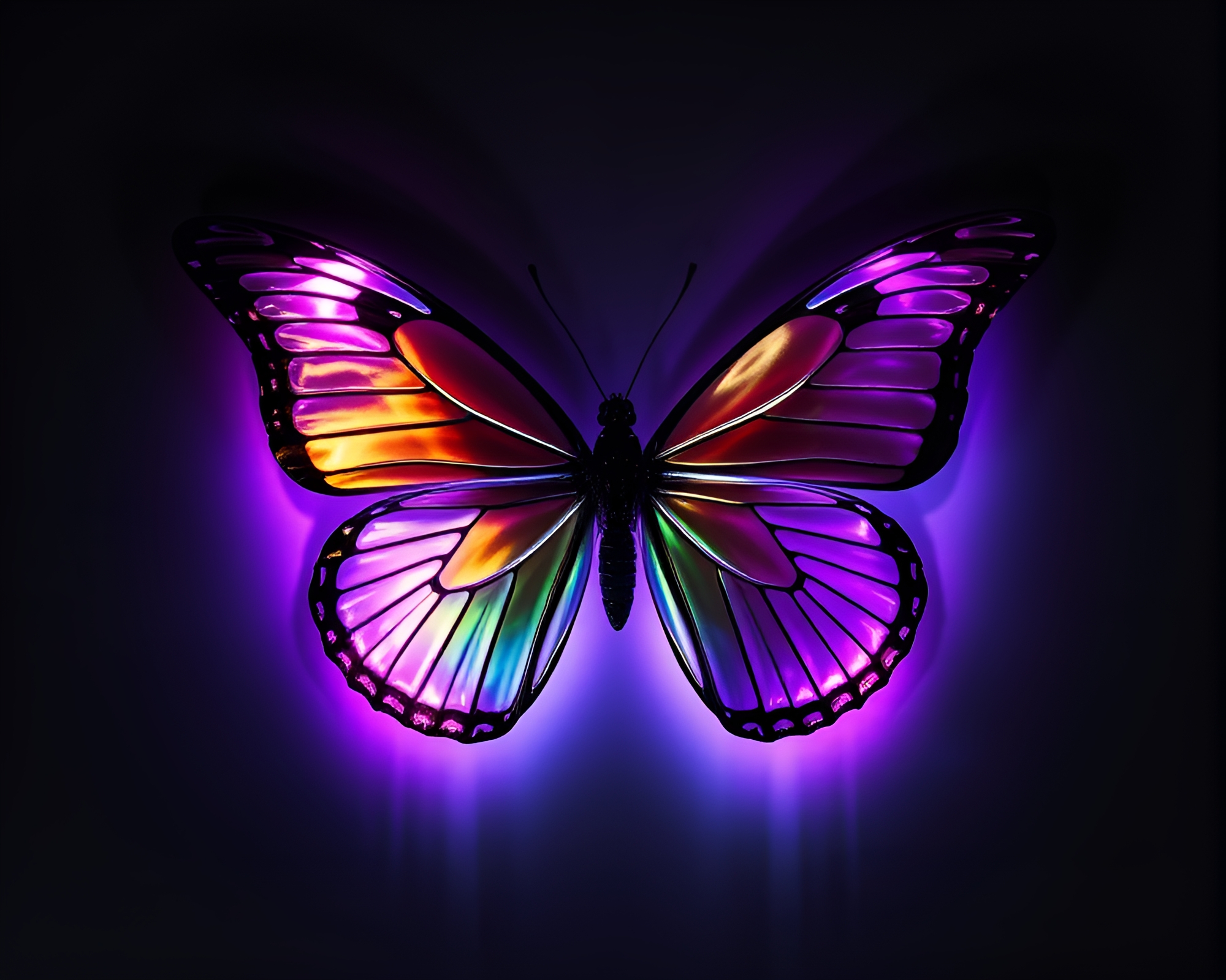 Silk Butterfly in Holographic Negative Space – free AI stock image