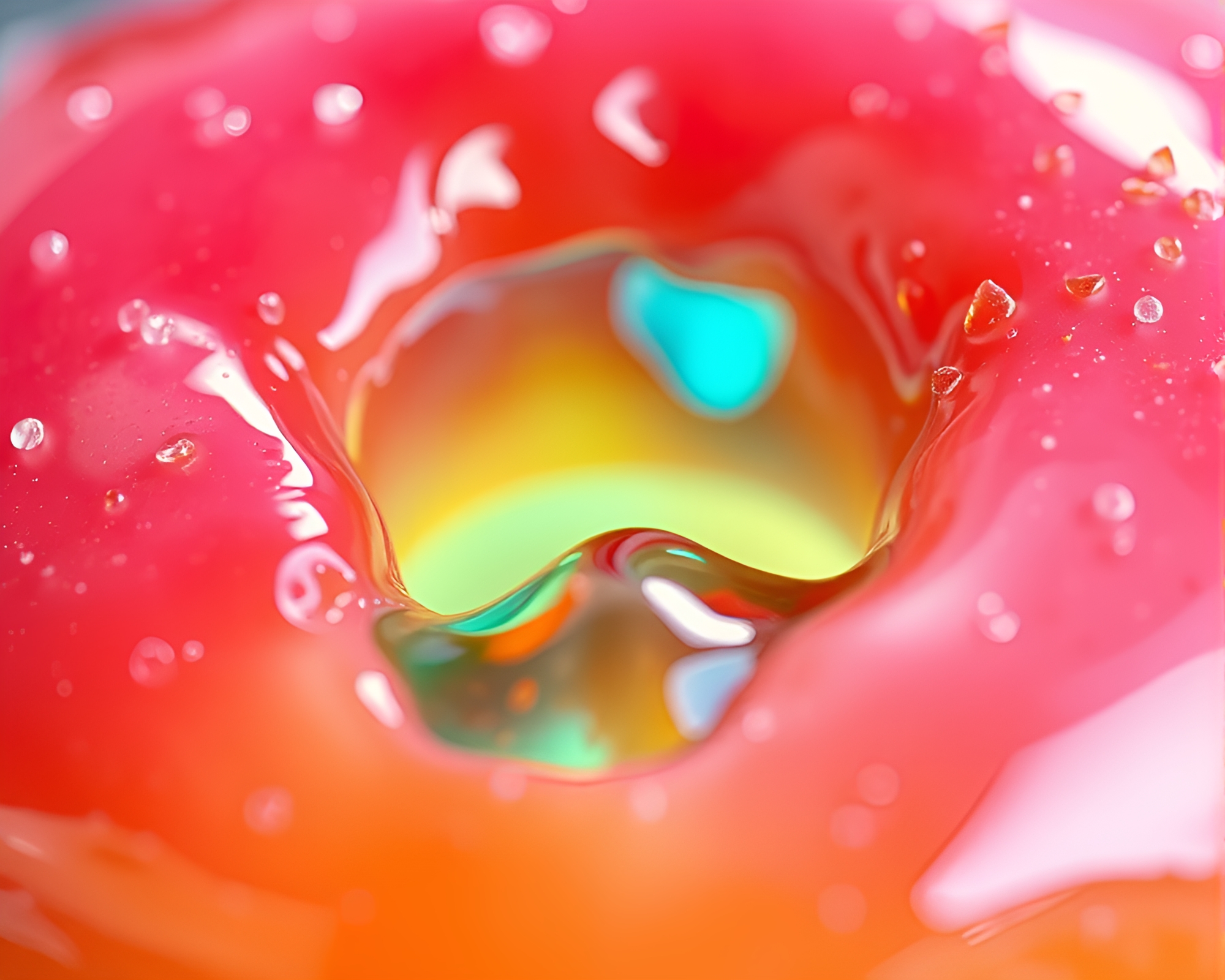 Metallic sheen zoom burst on jelly-filled doughnut – free AI stock image