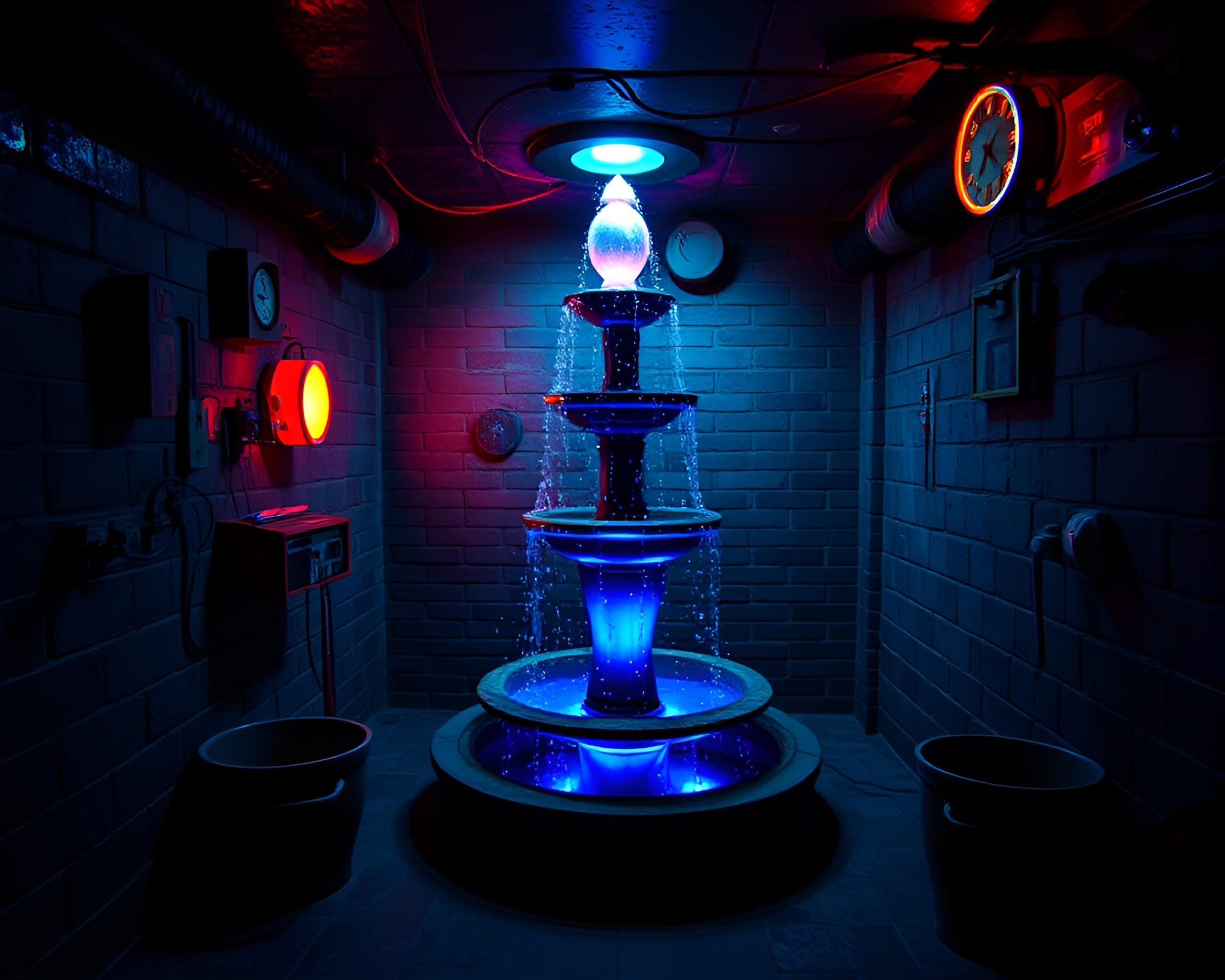 Enigmatic Chocolate Fountain in Basement Abyss – free AI stock image