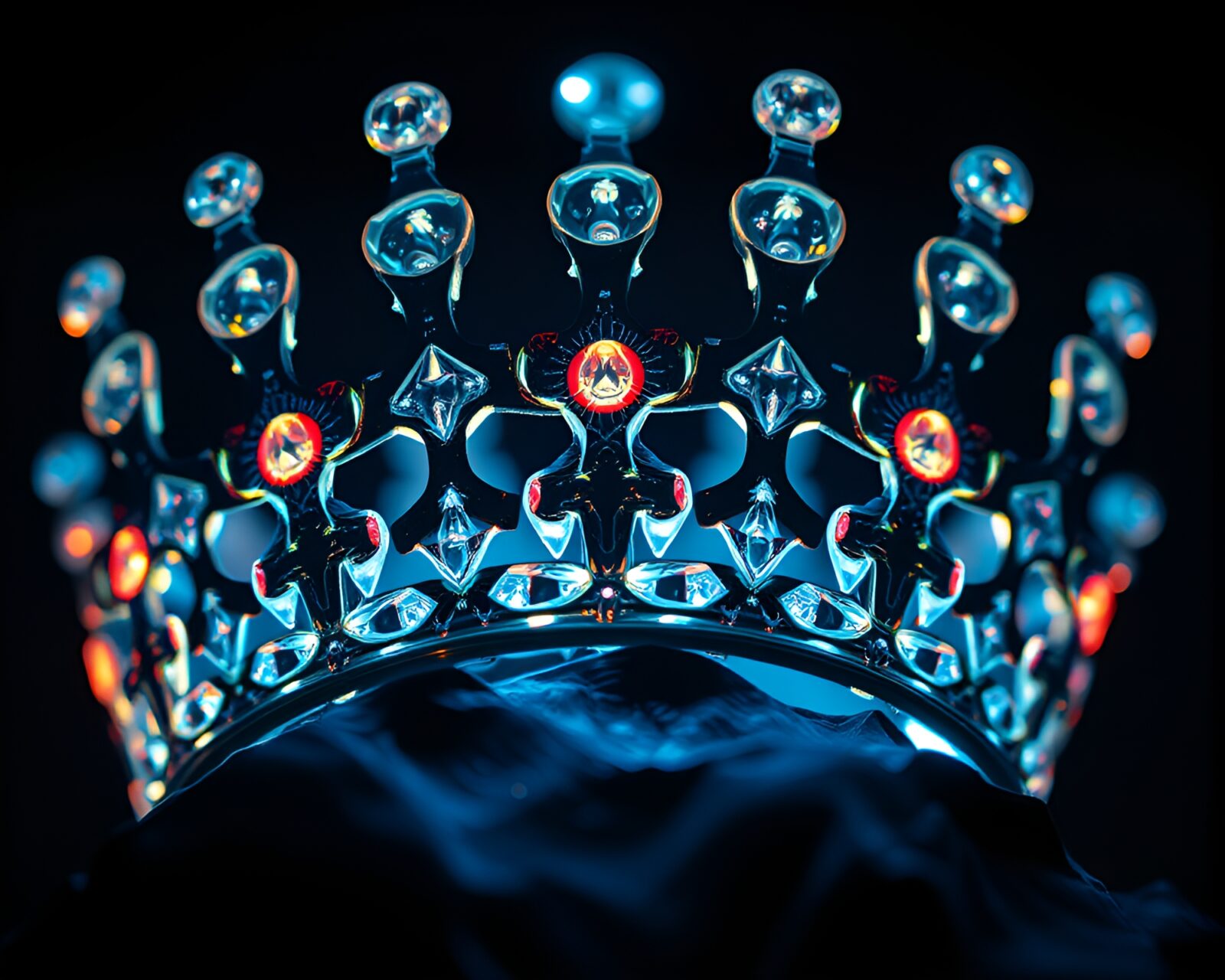 Detailed medical illustration of glowing bioluminescent crown