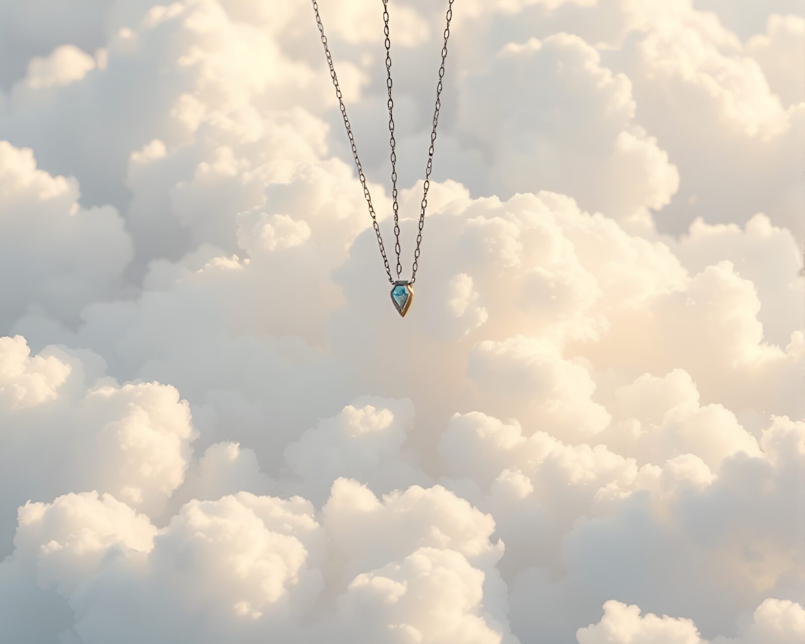 Isometric illustration of a cloud-shaped necklace in gentle shadows