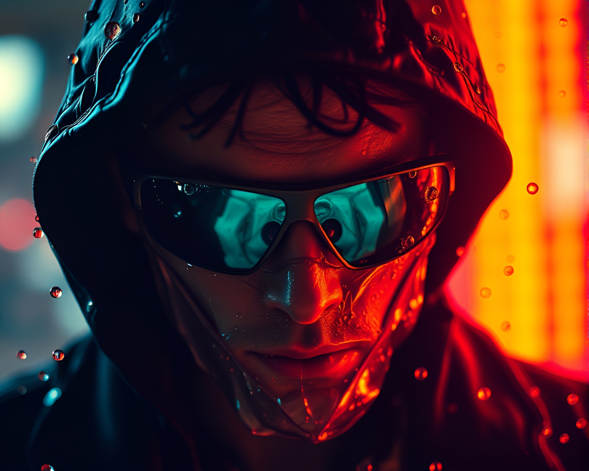 Cyberpunk Vigilante Strikes in Overexposed Collage Brightness – free AI stock image
