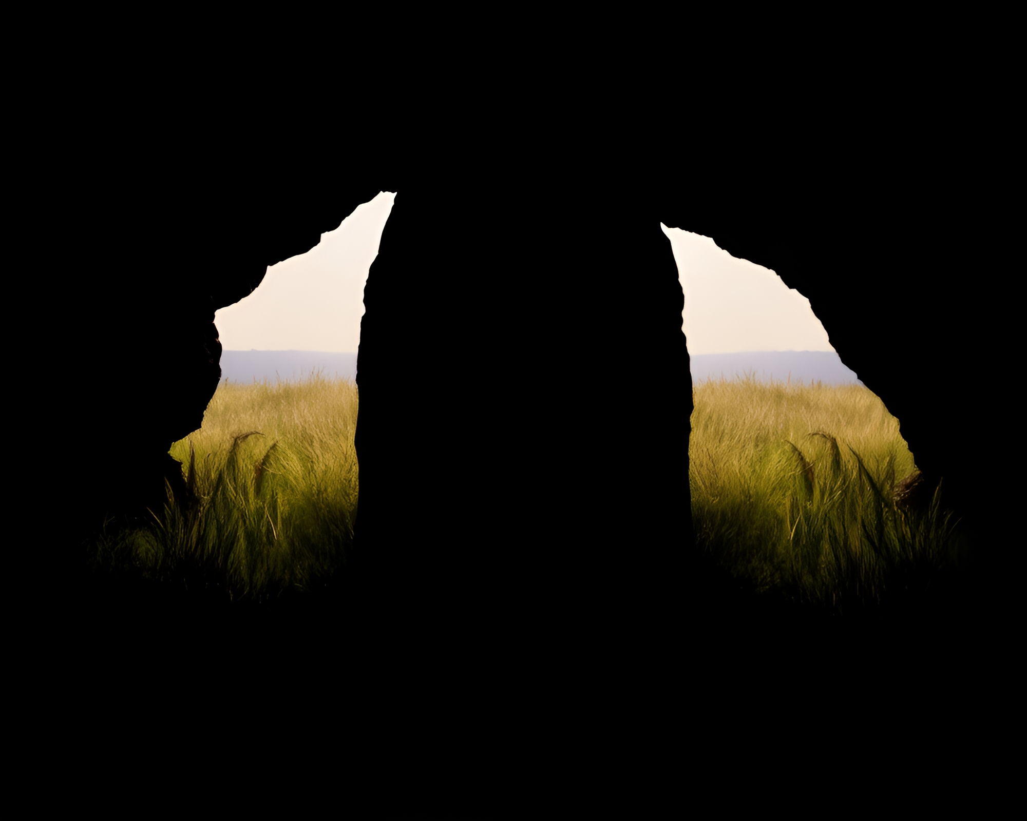 Savannah Shadow Cave Silhouette Cross-processed Photograph – free AI stock image