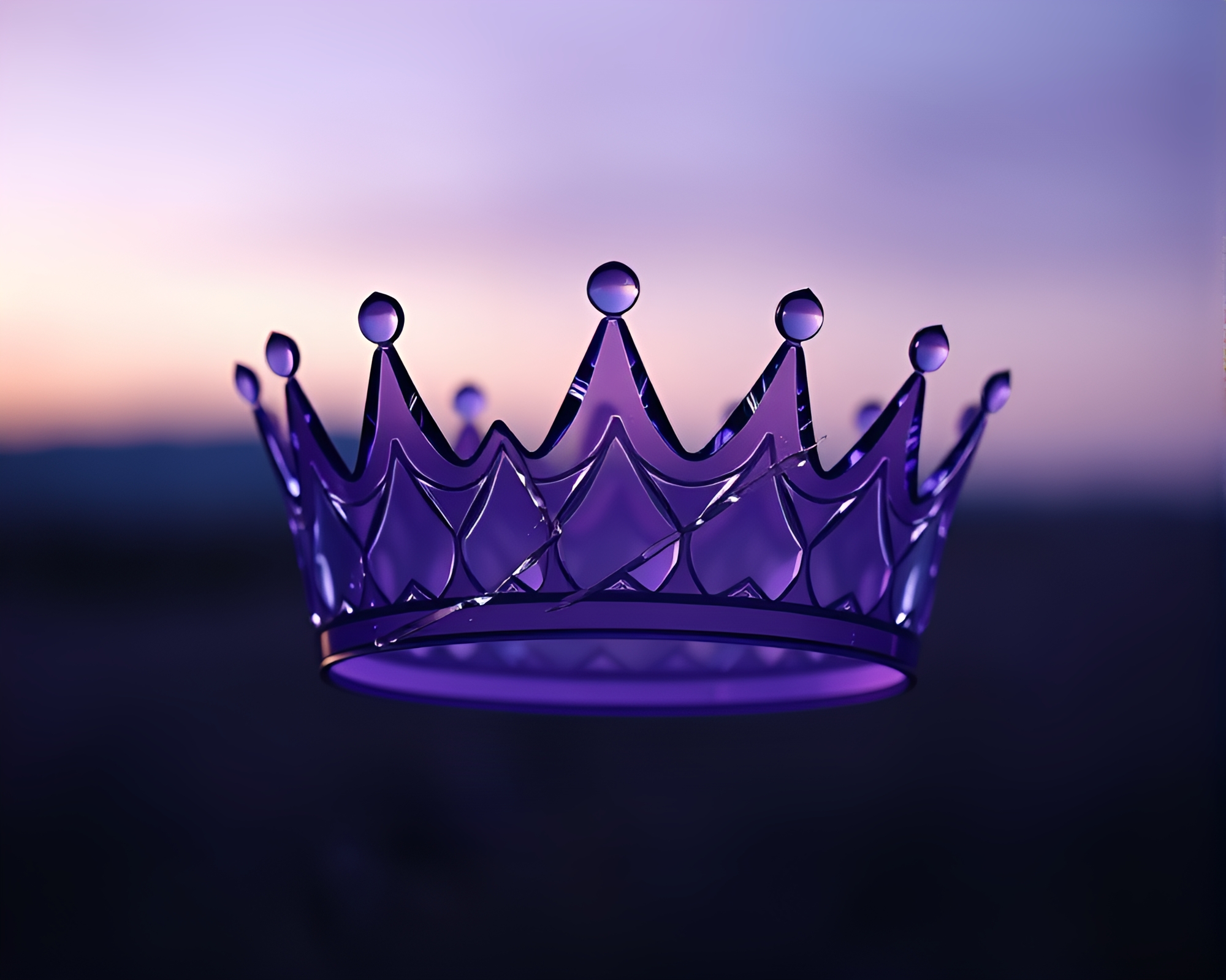 Twilight Crown Beauty with Glass Shard Reflections – free AI stock image