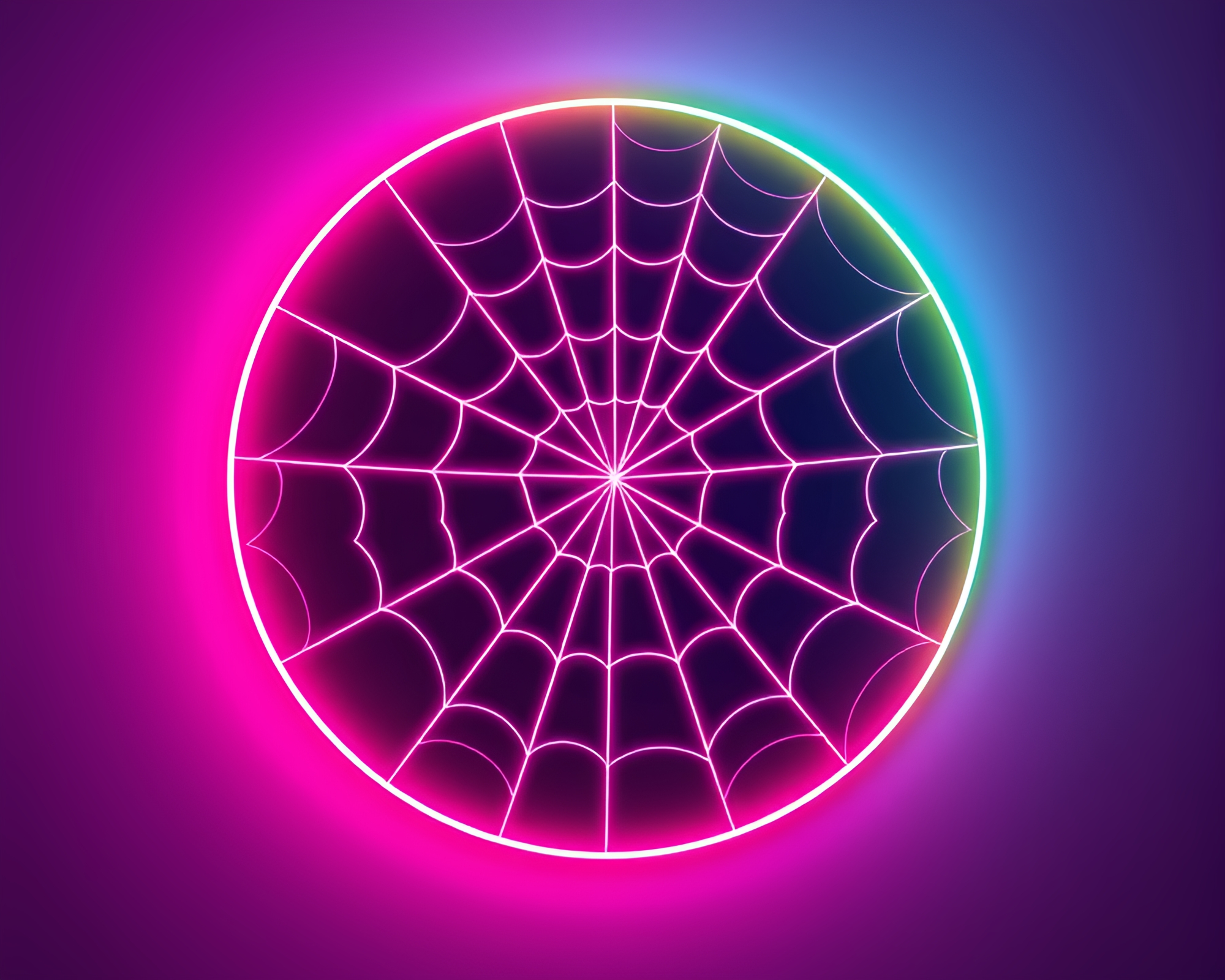 Glowing Cobweb Neon Planetarium – free AI stock image