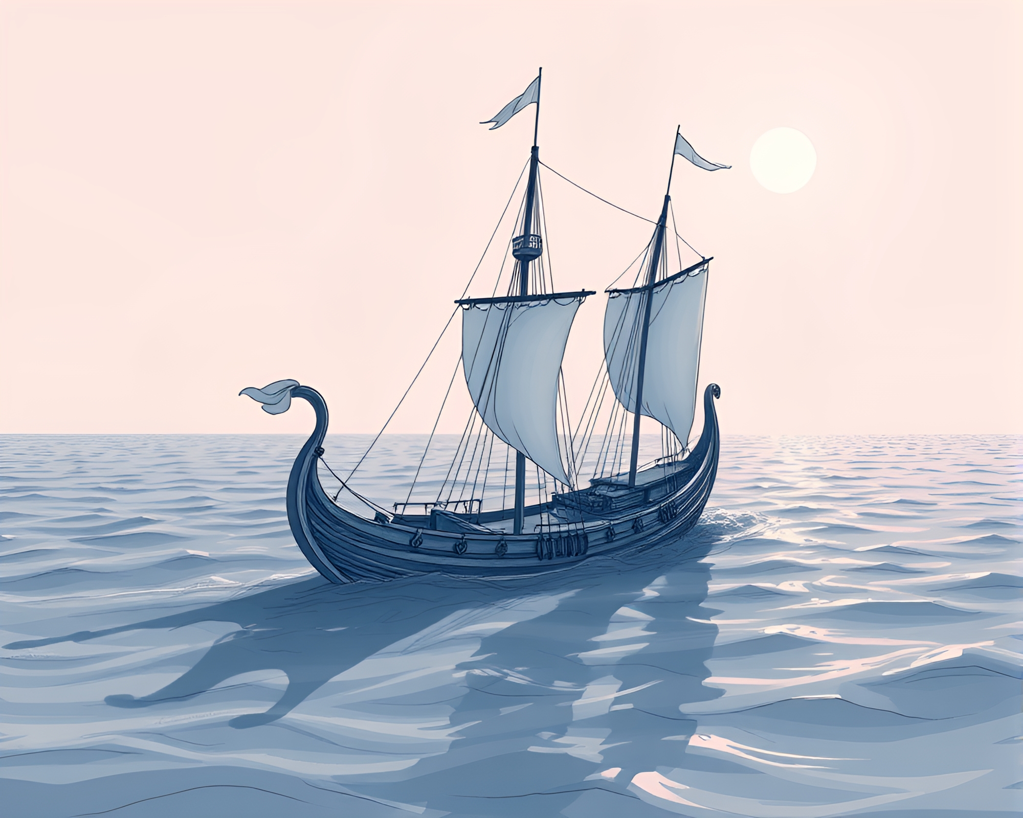 Viking longship under dramatic Dutch angle sky – free AI stock image