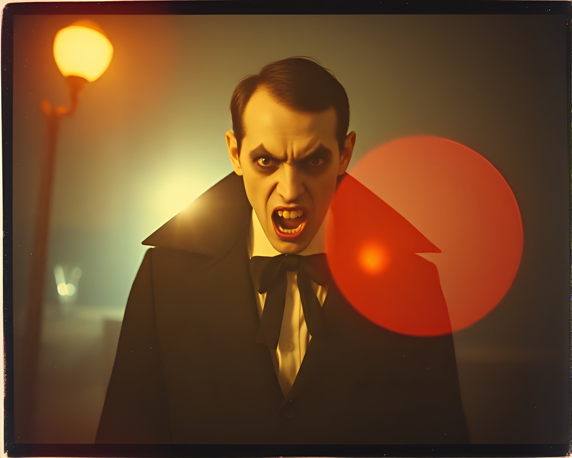 Ethereal Lens Flare in Vintage Vampire Portrait – free AI stock image