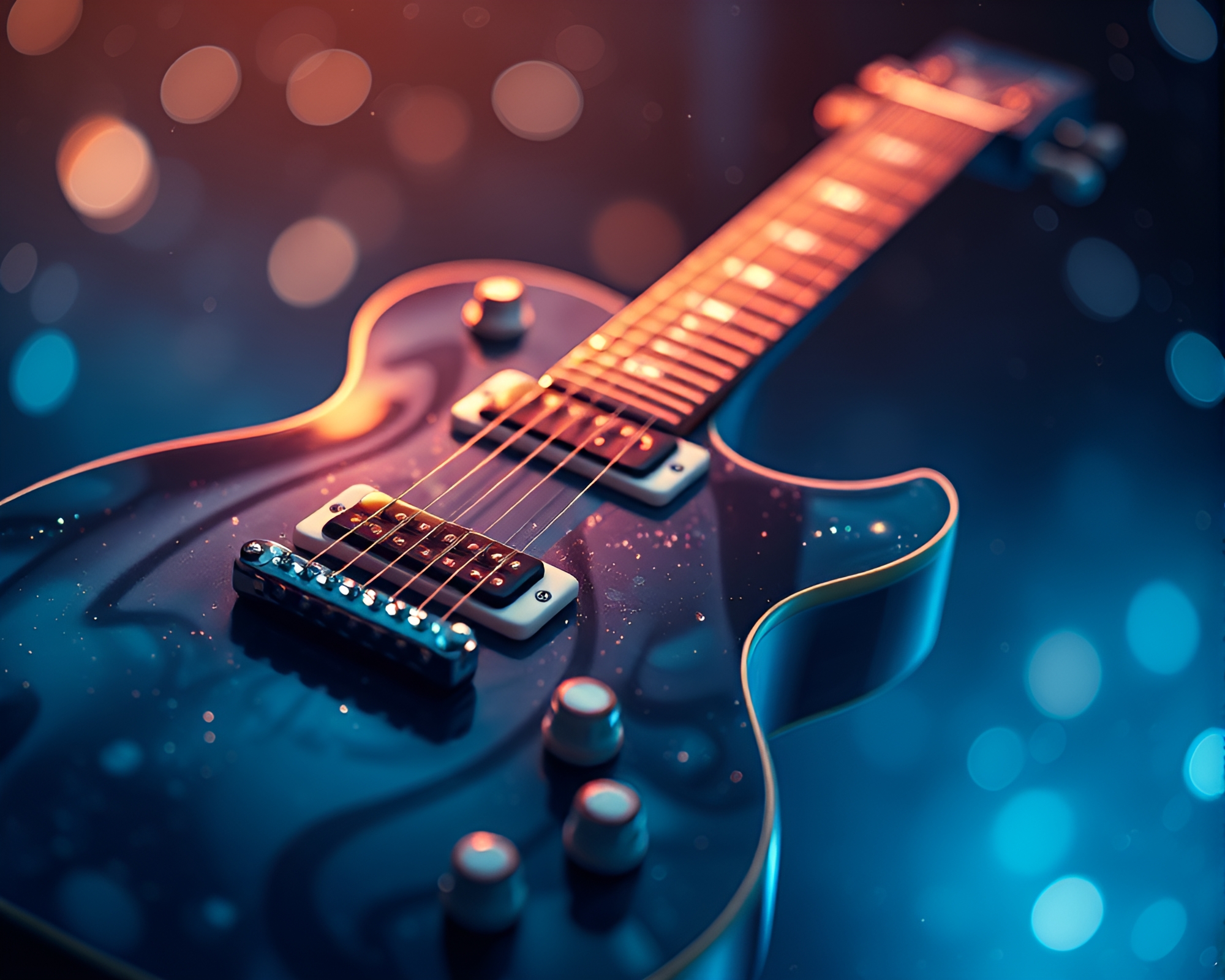 Arctic Blue Guitar in Neural Style Transfer Art – free AI stock image