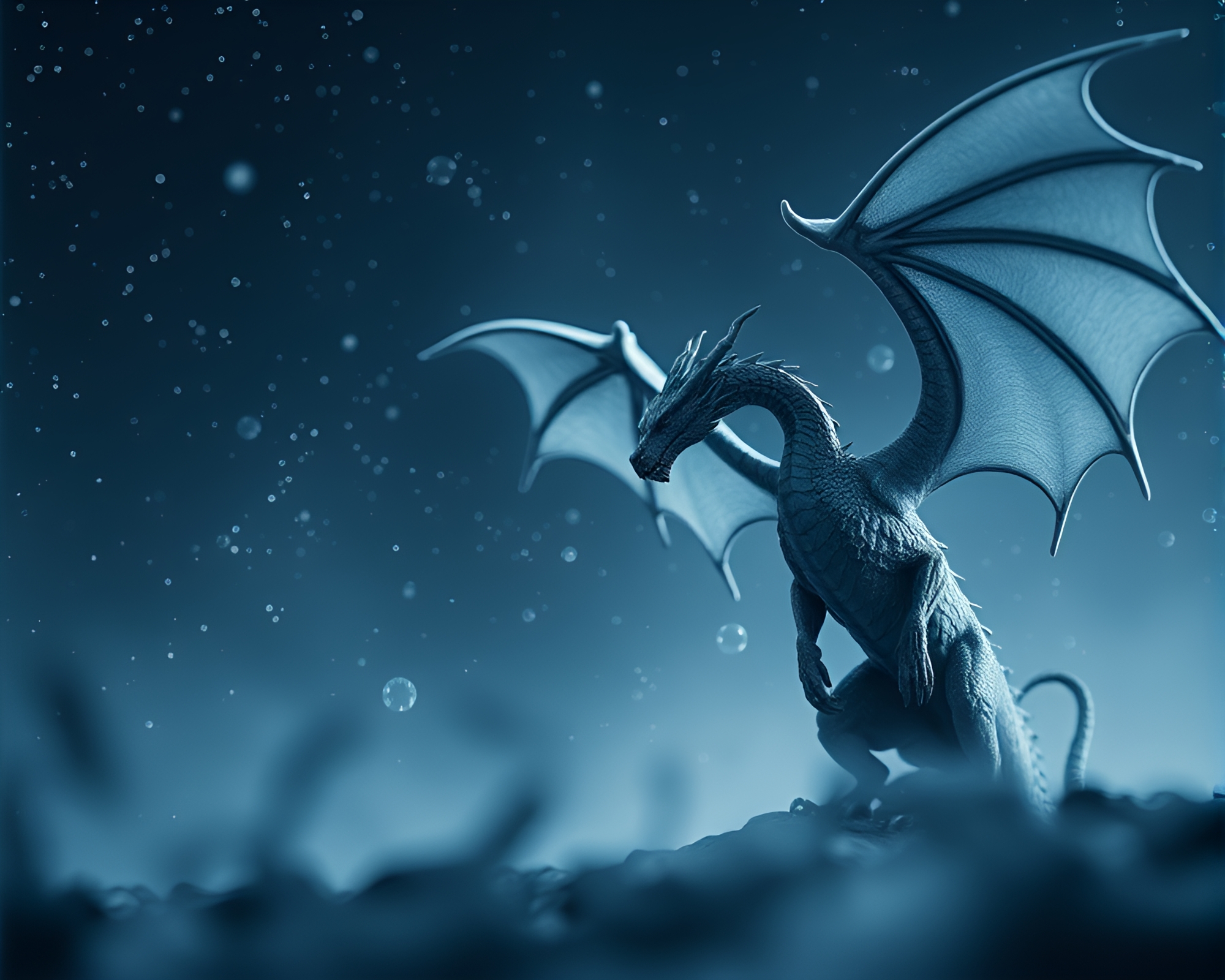 Celestial Dragon Under HDR Monochrome Blue Sky – free AI stock image