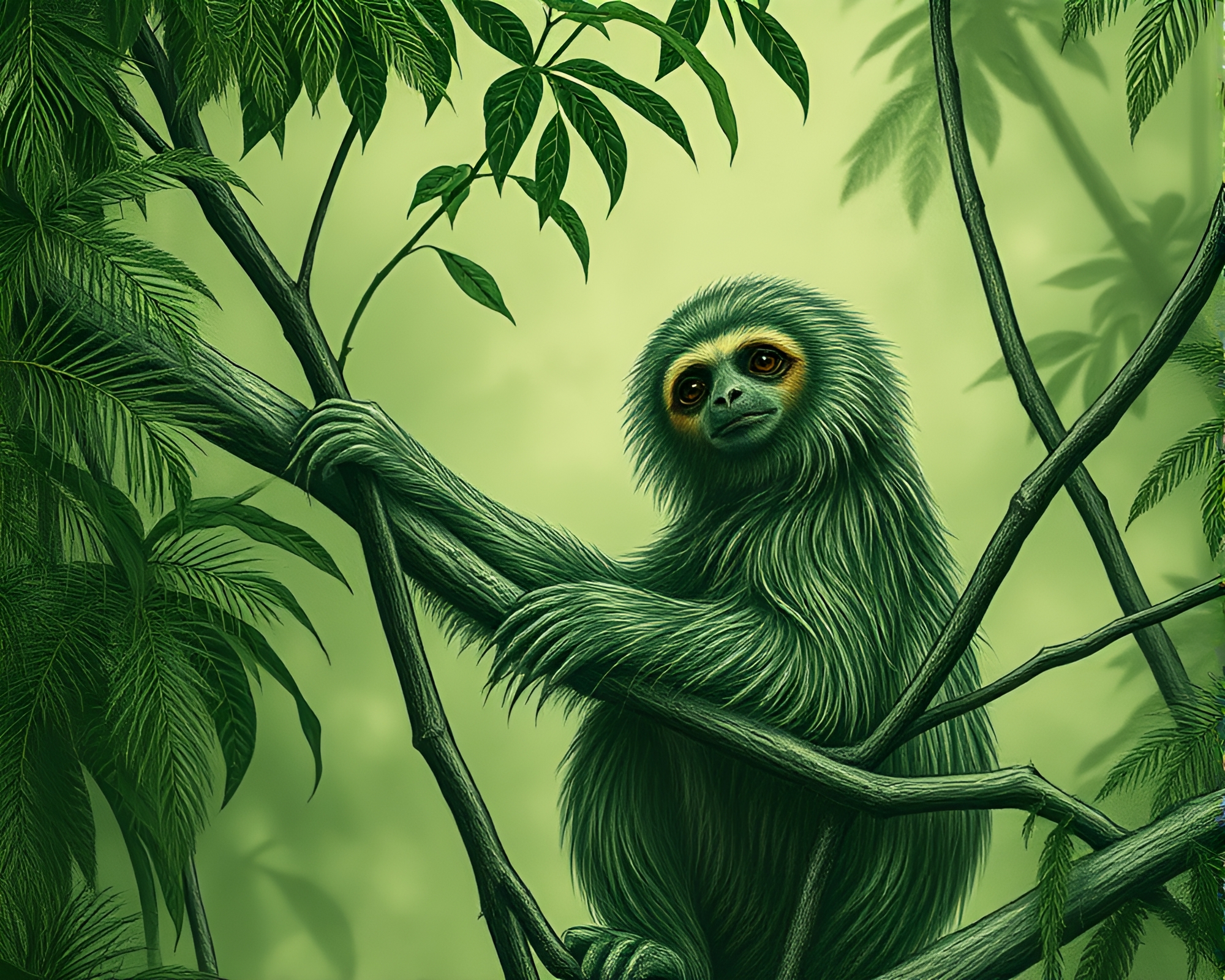 Sloth King of the Enchanted Forest Engraving – free AI stock image