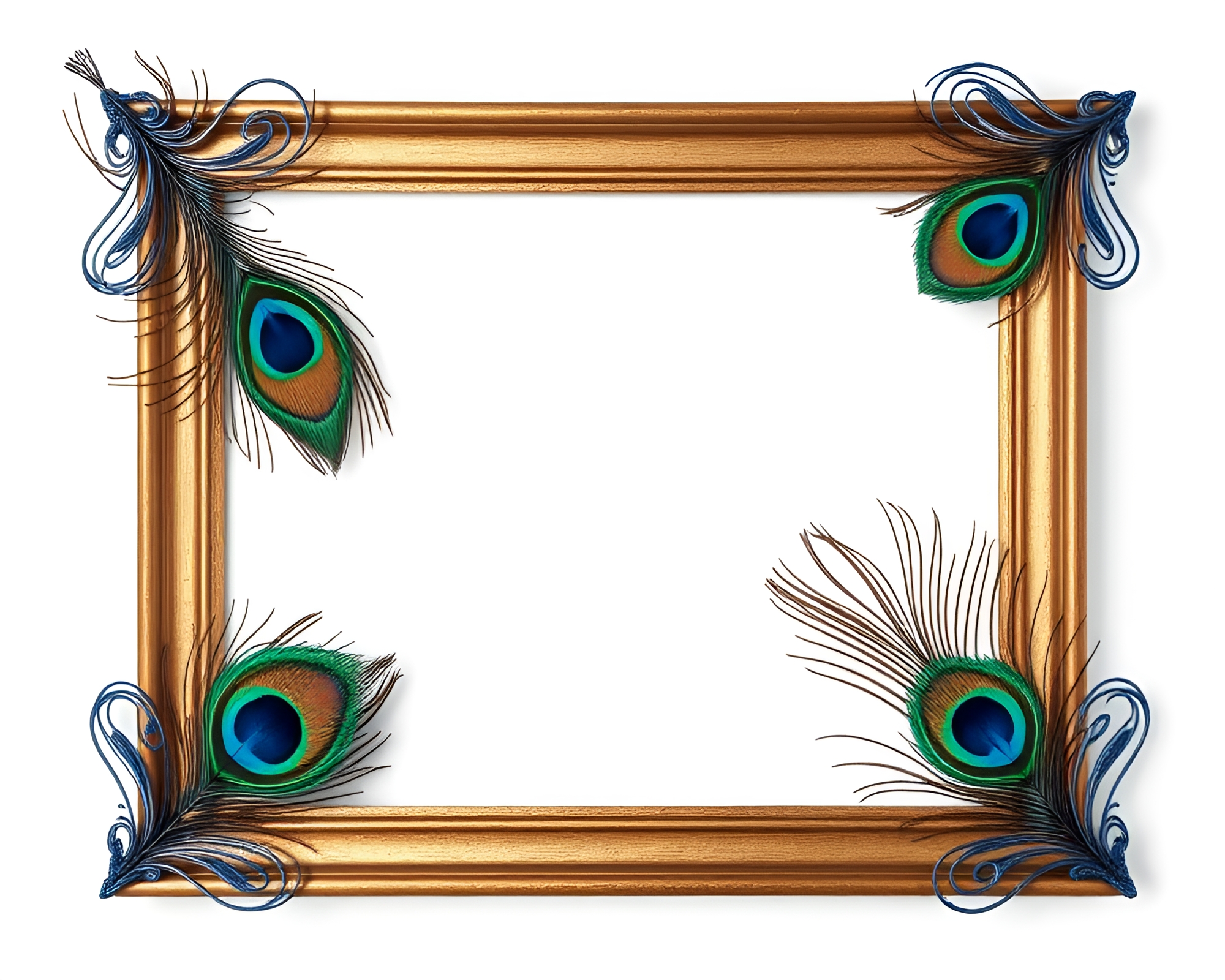 Elegant Peacock Feather Framed in Cobalt Blue – free AI stock image
