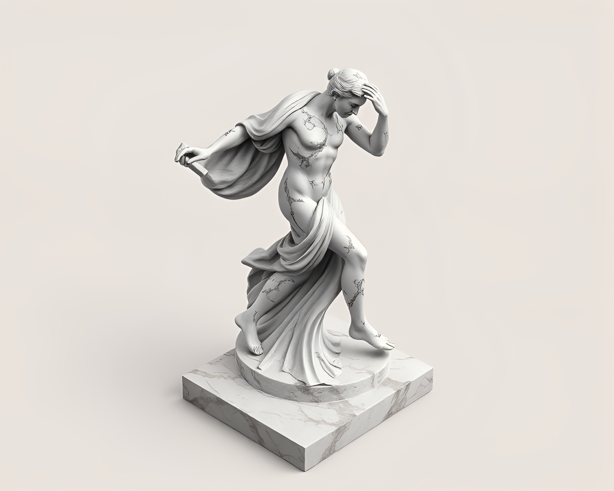 Isometric Marble Sculpture in Earth Tones Motion Illustration – free AI stock image