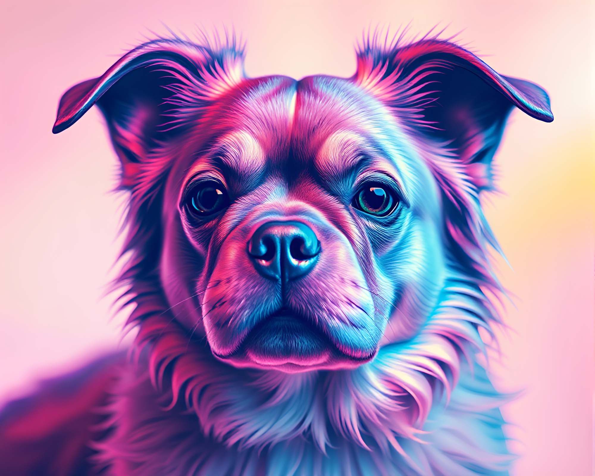 Holographic Pet in Retrowave Foil Stamping – free AI stock image