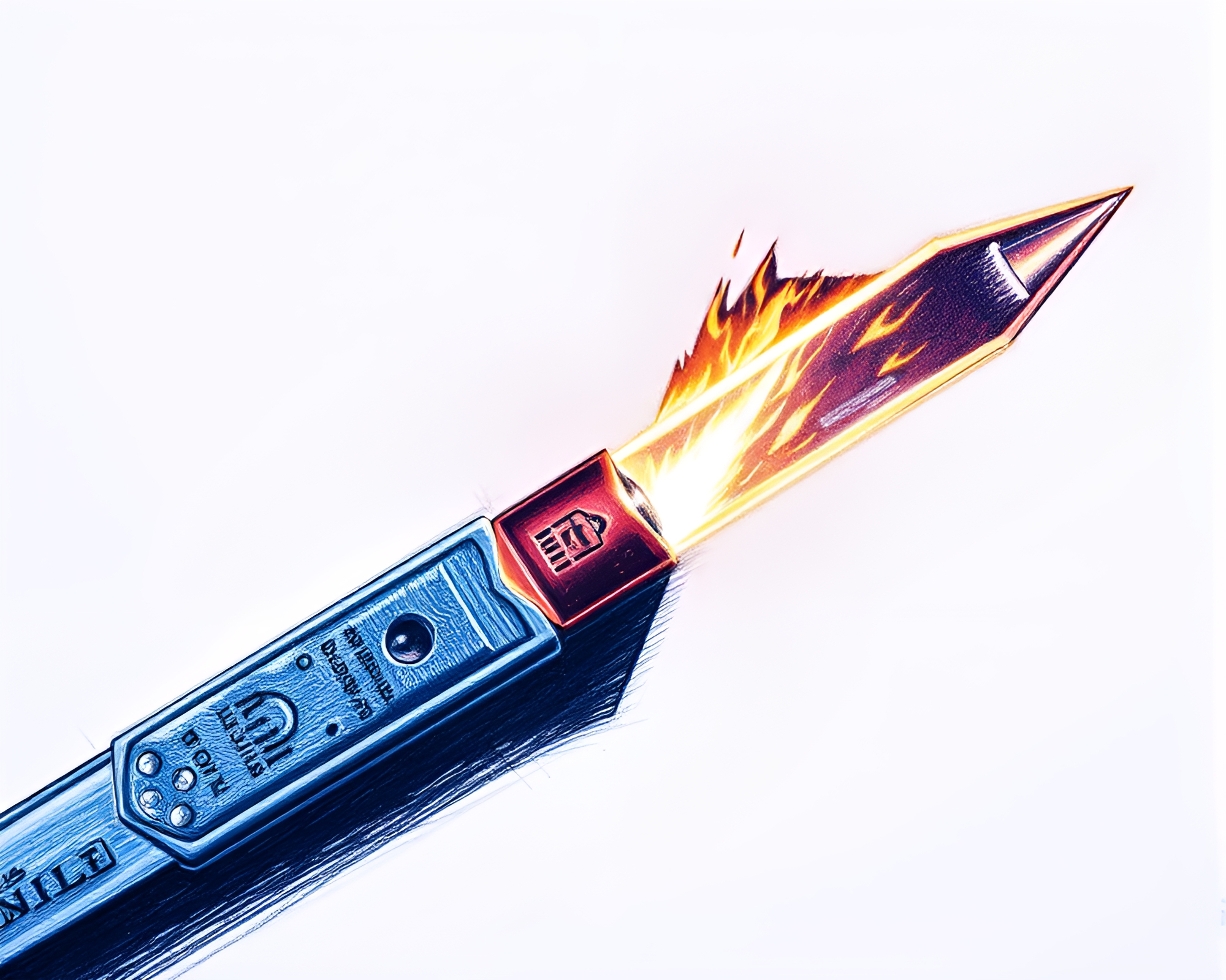 Ultraviolet Shine: Rusty Pocketknife Film Burn Sketch – free AI stock image
