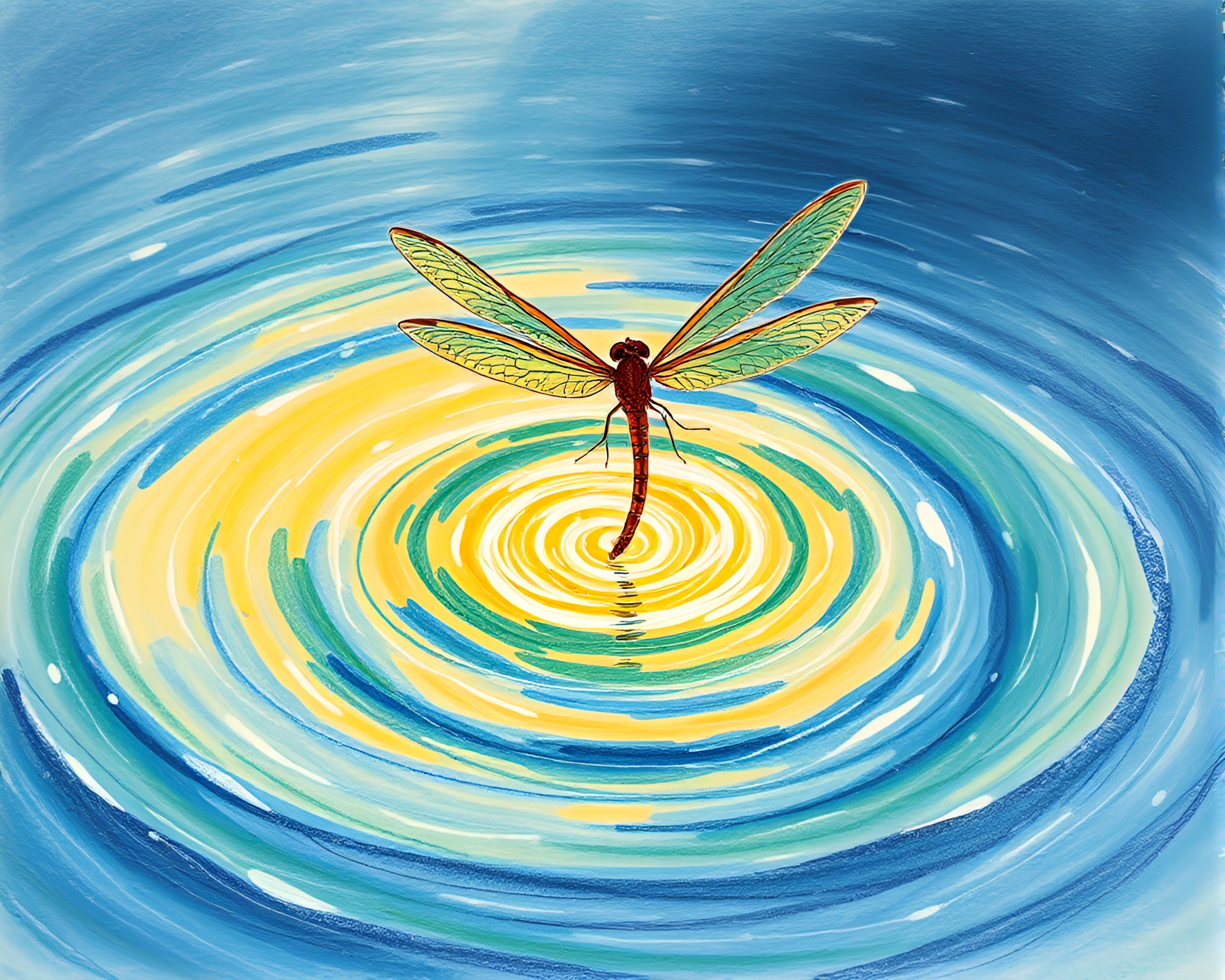 Whirlpool Dragonfly: Mystical Light Conté Crayon Sketch – free AI stock image