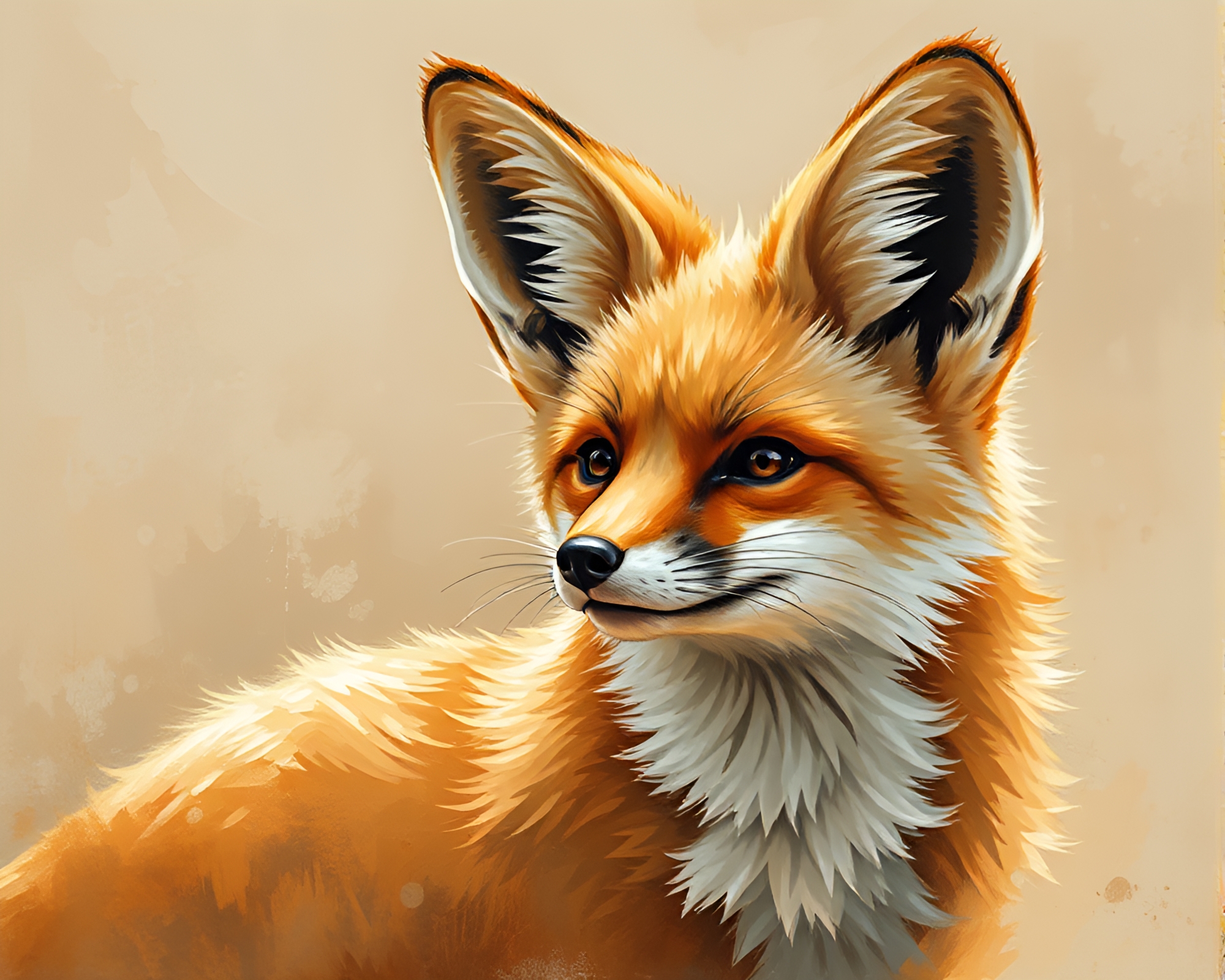 Sun Glare Serenity: Fennec Fox Acrylic Painting – free AI stock image