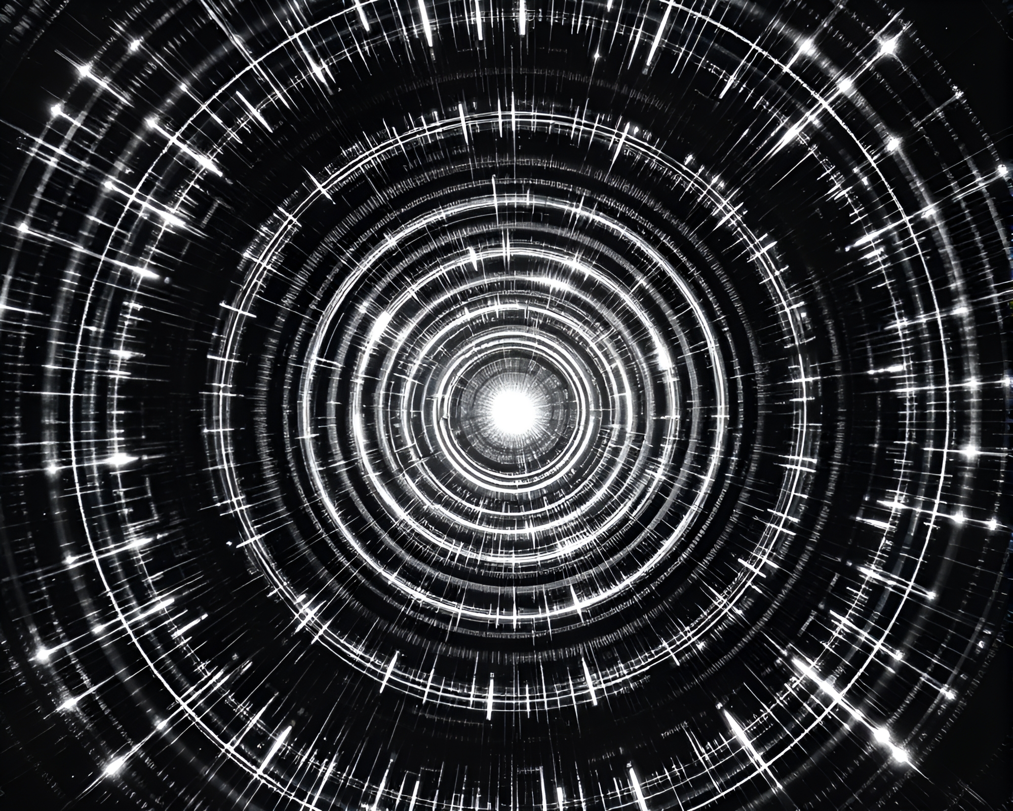 Quantum Computer Convergence in Ink Washed Circles – free AI stock image