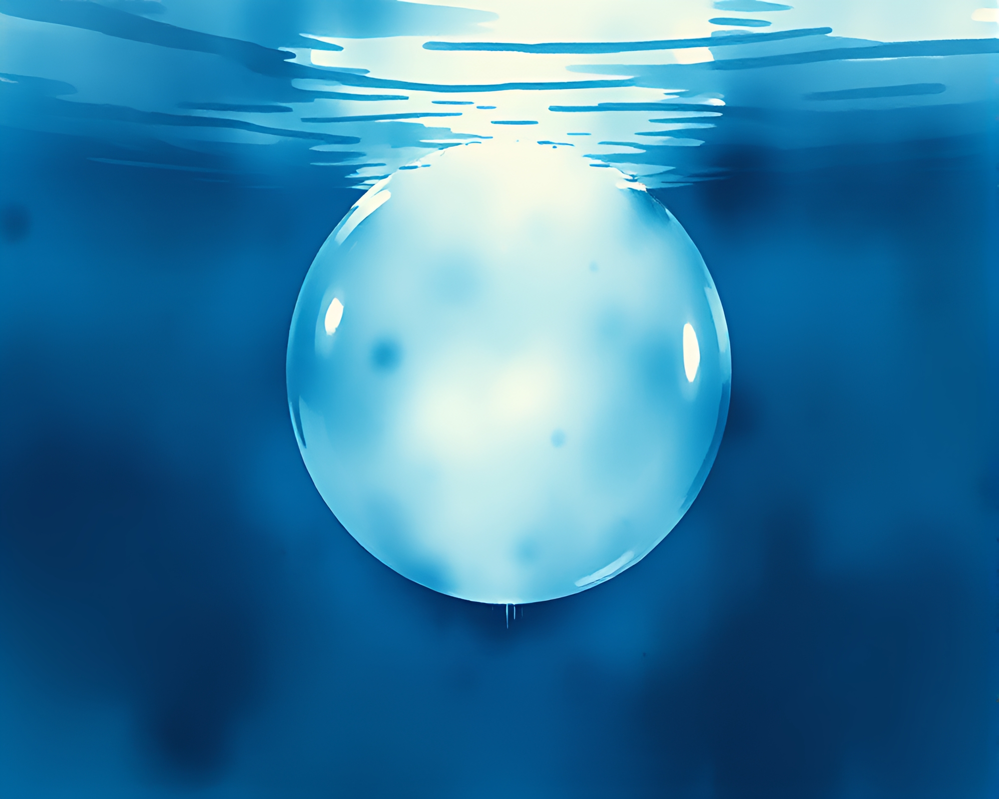 Tranquil Underwater Dome Reflection in Puddle – free AI stock image