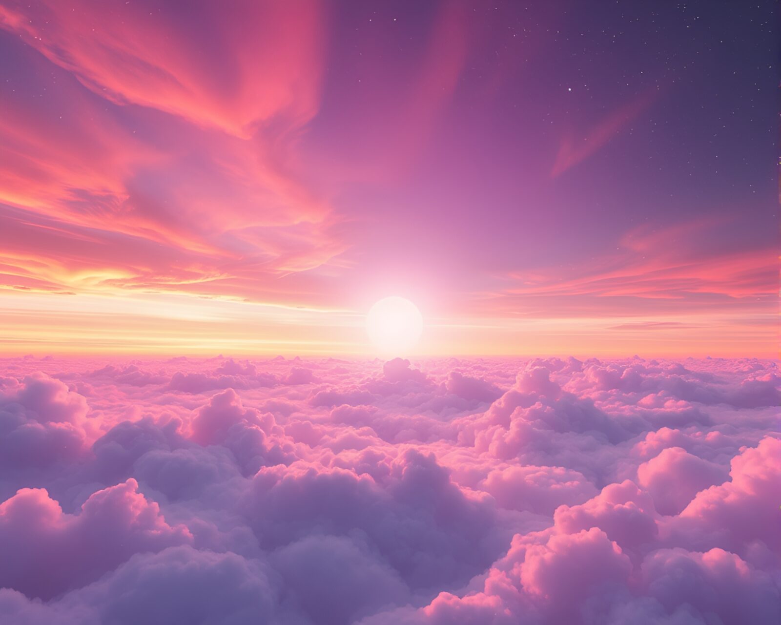 Abstract art of pastel sky with digital patterns and void