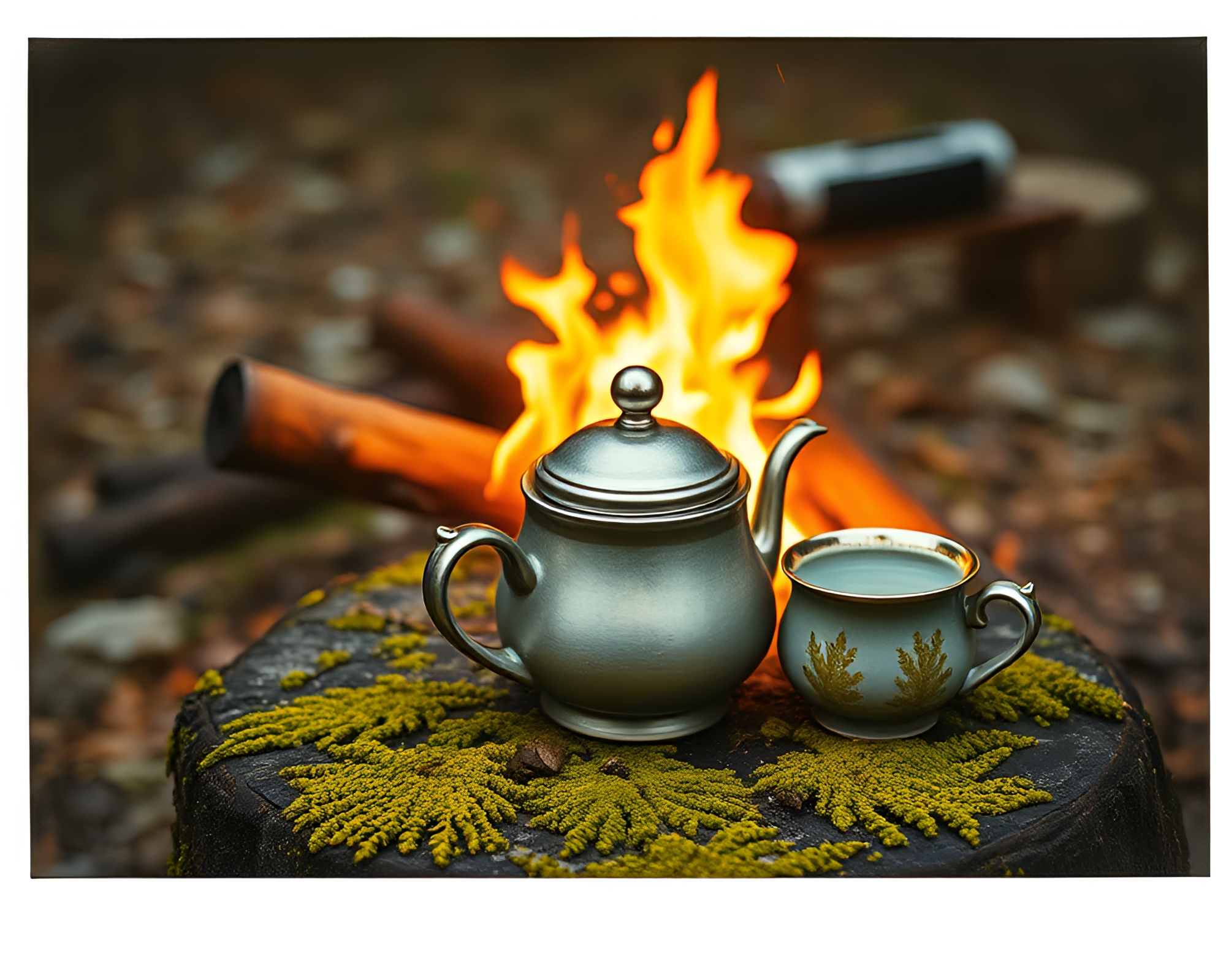 Mystical Lichen Tea Set by Bonfire Glow – free AI stock image