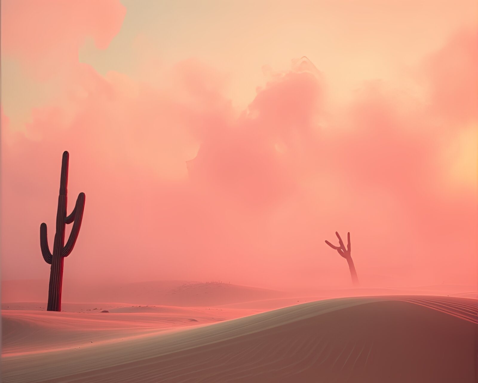 Vibrant pop art of dreamscape with desert-sand colors