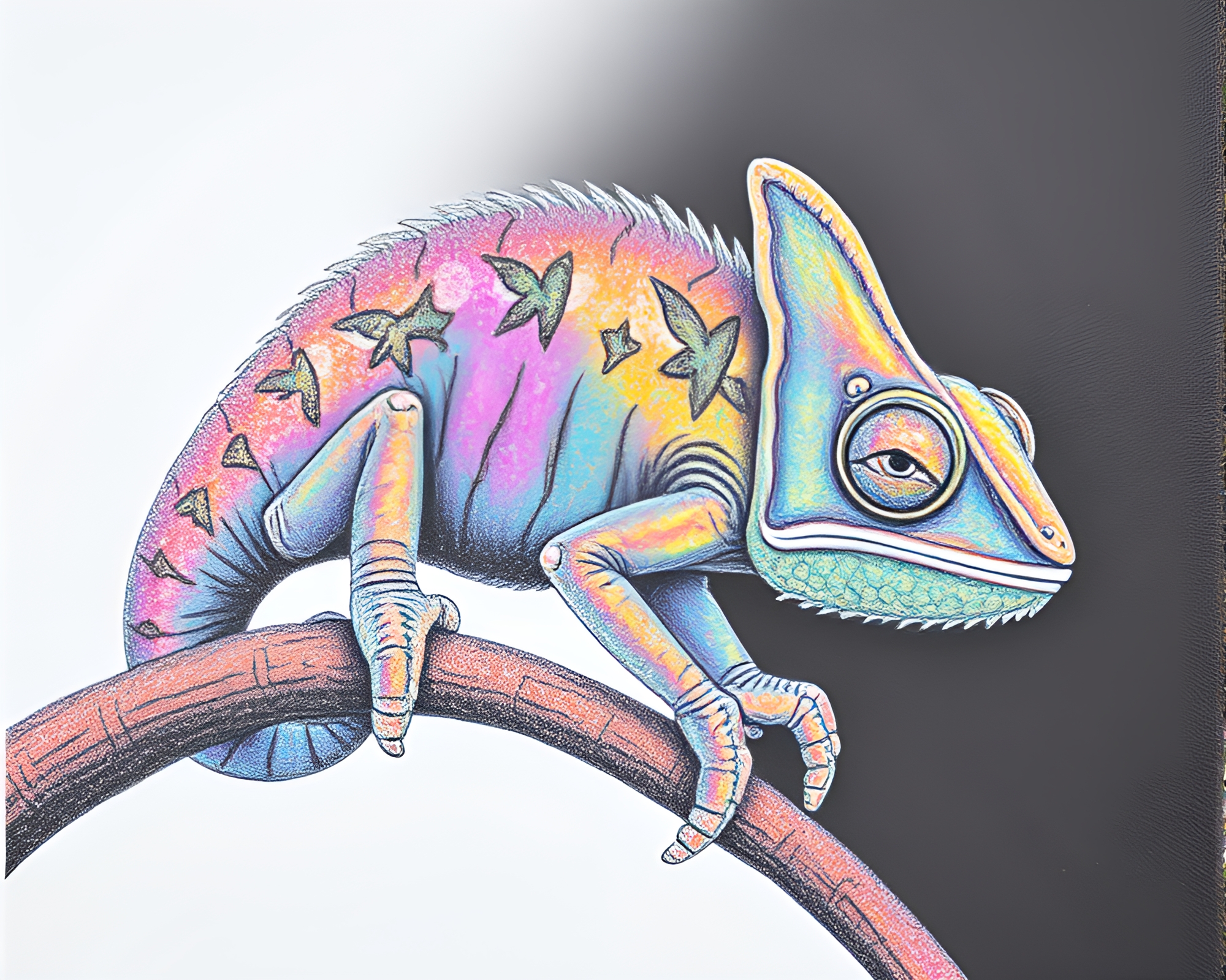 Foil Stamped Chameleon with Stardust Shimmer – free AI stock image